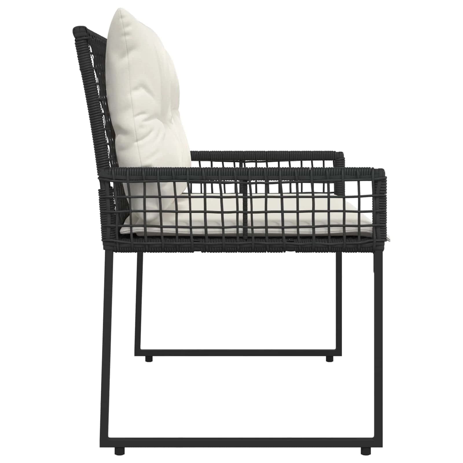 Zunanja klop z blazino Črna in krem bela 118 x 55 x 82 cm - slika 6