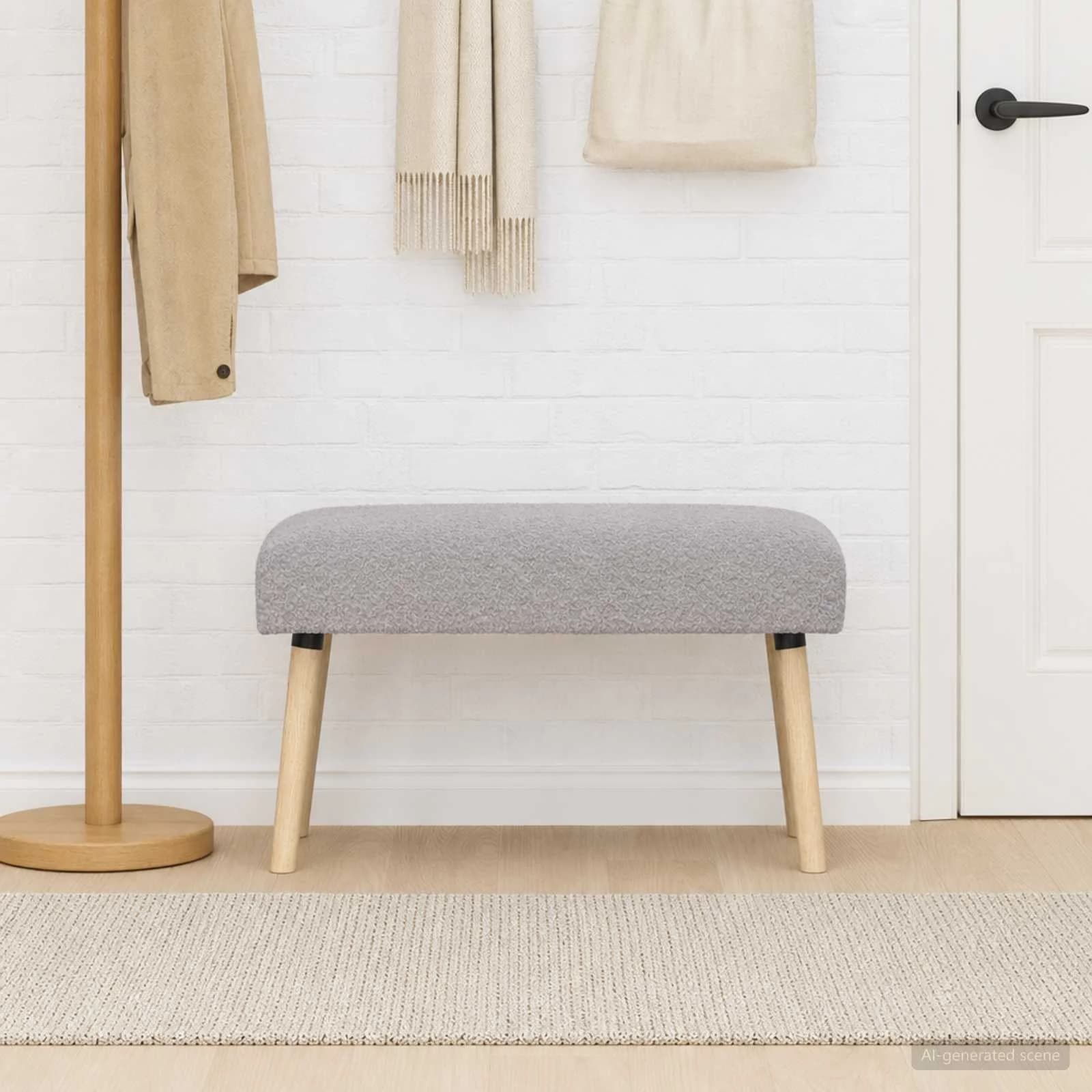klop Enobarvno Svetlo siva 80 x 40 x 46 cm Bouclé - slika 4