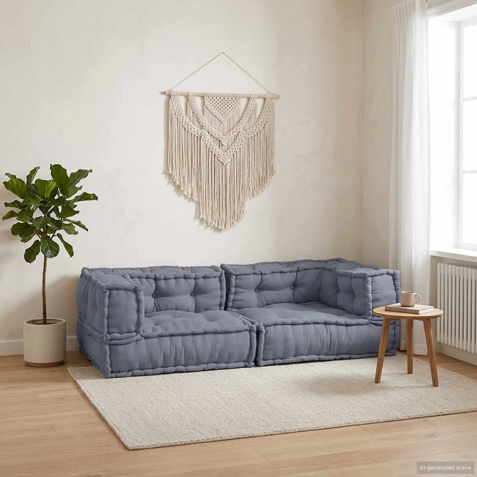 Modularna sedežna enota 3 kos Blago Siva 140 x 70 x 36 cm - slika 1
