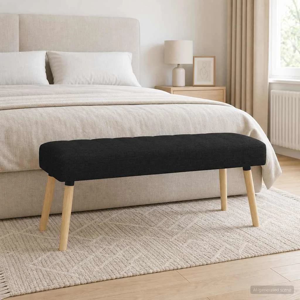 Bench z kanalnim oblazinjenjem Črna 110 x 40 x 46 cm Blago - slika 3