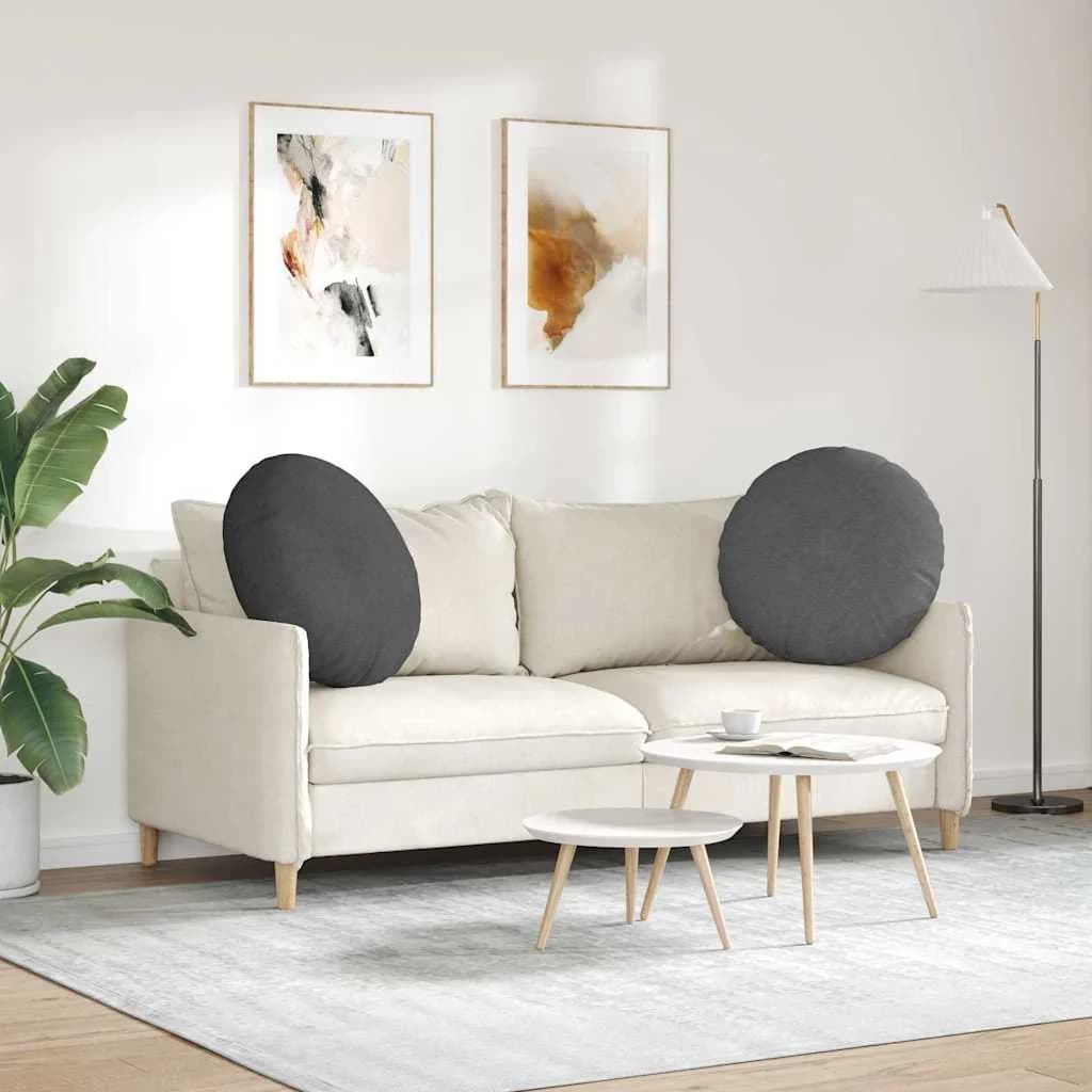 Sedežne blazine 2 kos Žametna tkanina Temno siva Ø 80 cm - slika 4