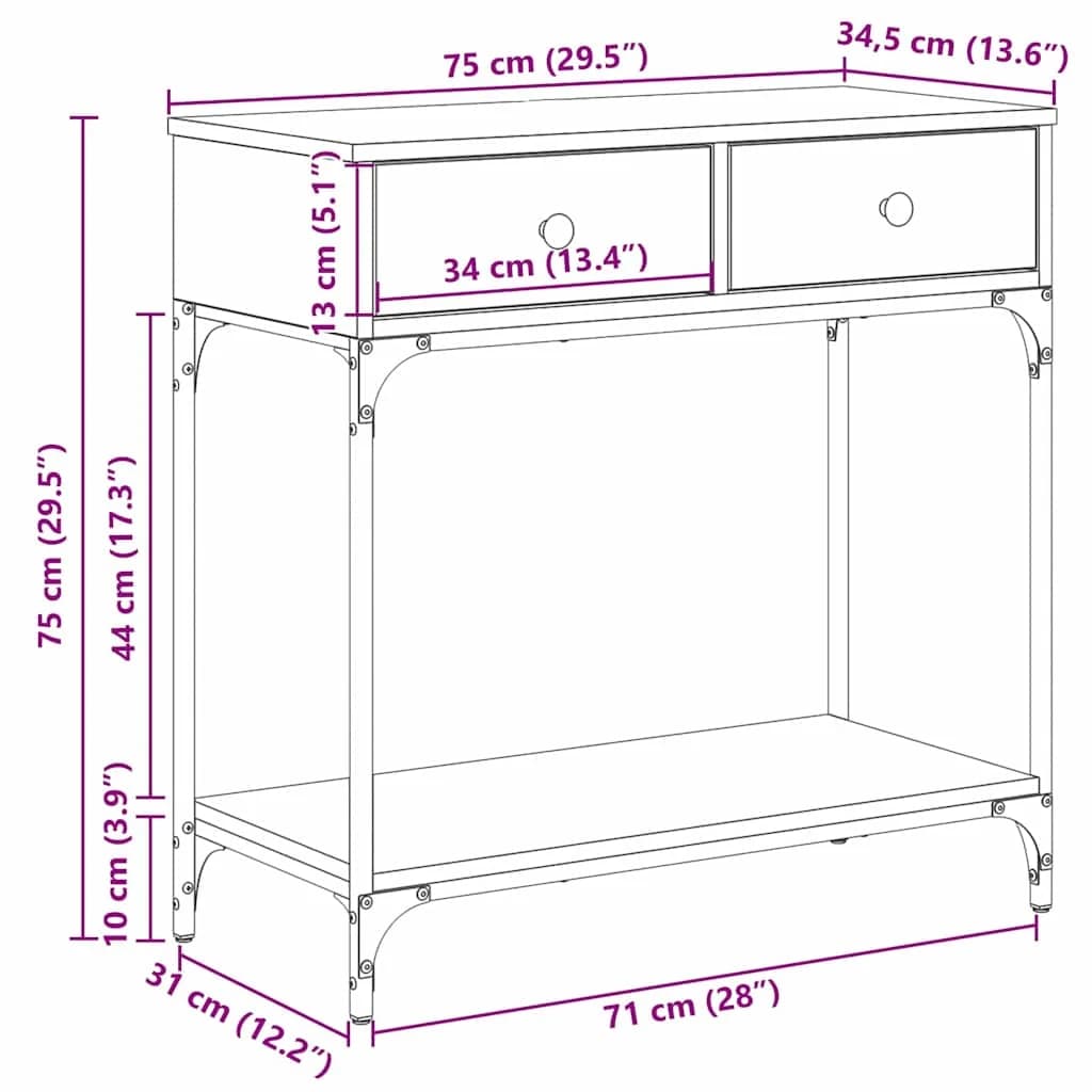 Konzolna miza Star les 75 x 34,5 x 75 cm Inženirski les - slika 12