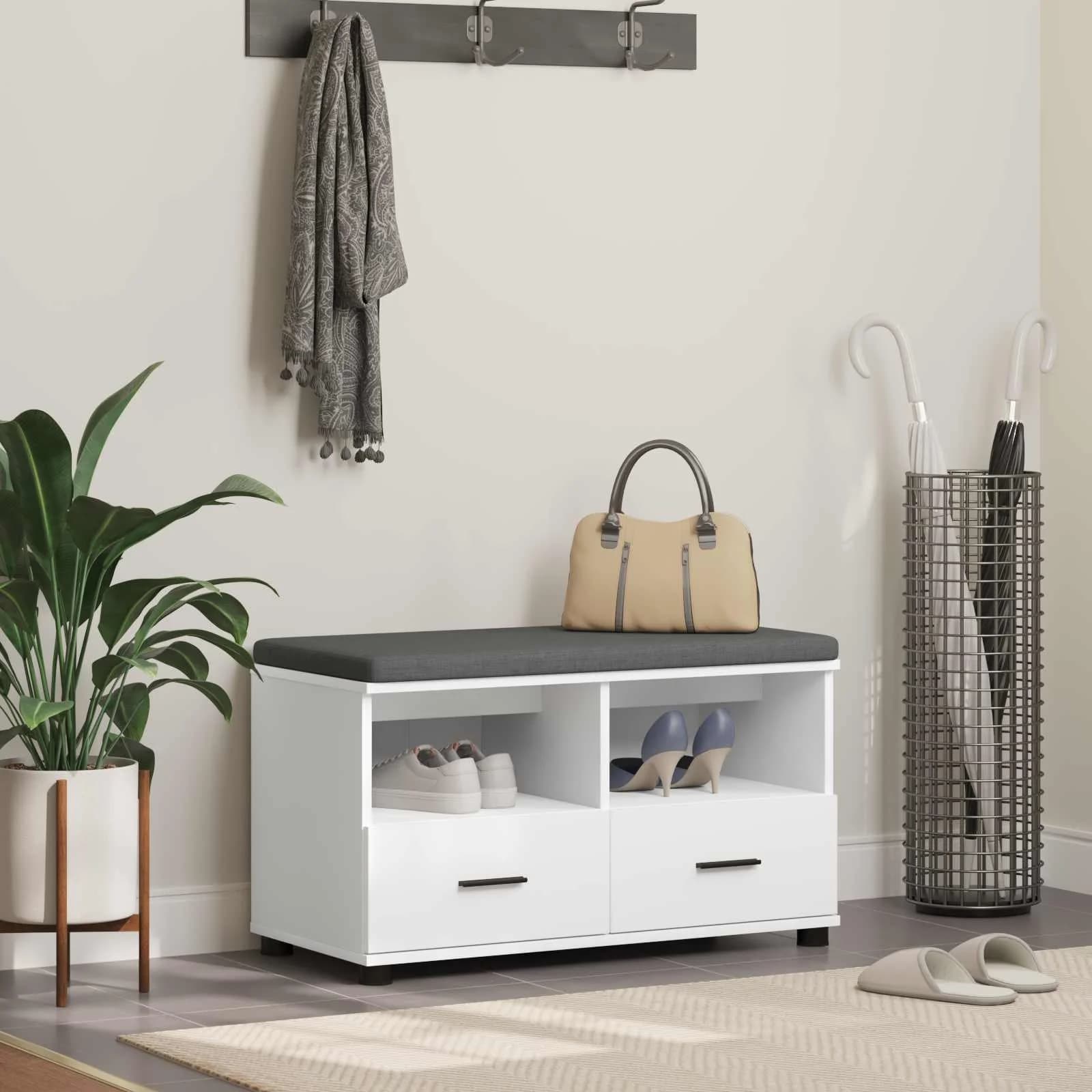 Haldna klop Bela 80 x 38 x 46 cm Oblikovan Les in Tkanina