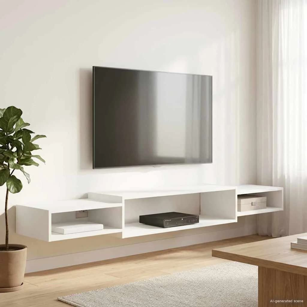Stenska TV omarica Montaža za steno Bela 180 x 28 x 21 cm - slika 4