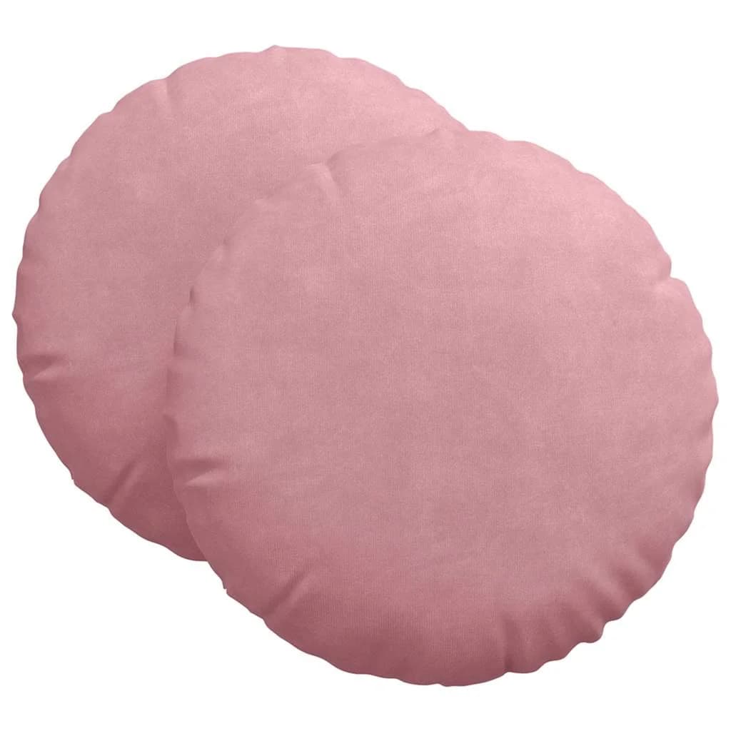 Sedežne blazine 2 kos Žamet Roza Ø 80 x 29 cm - slika 2