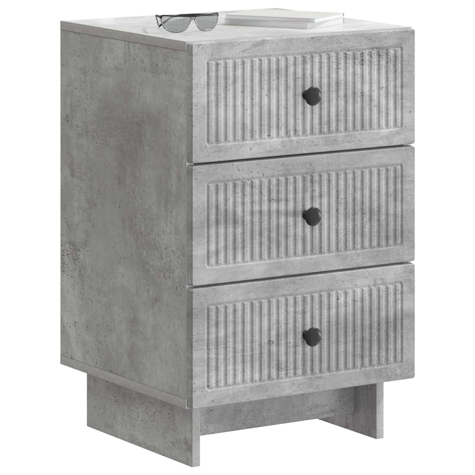Nočna omarica Betonsko siva 43 x 41 x 66,5 cm Inženirski les - slika 3