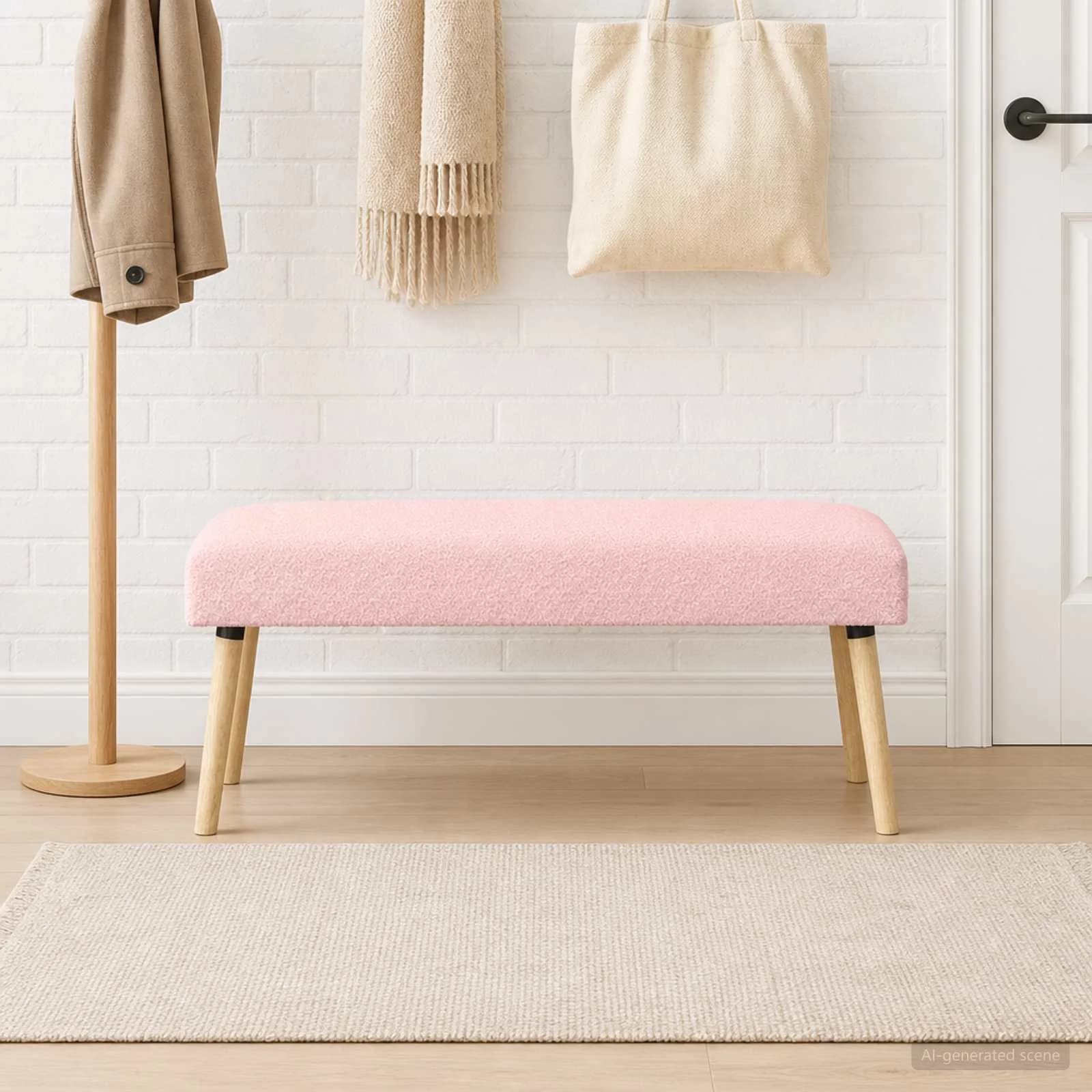 klop Enobarvno Roza 110 x 40 x 46 cm Bouclé - slika 3