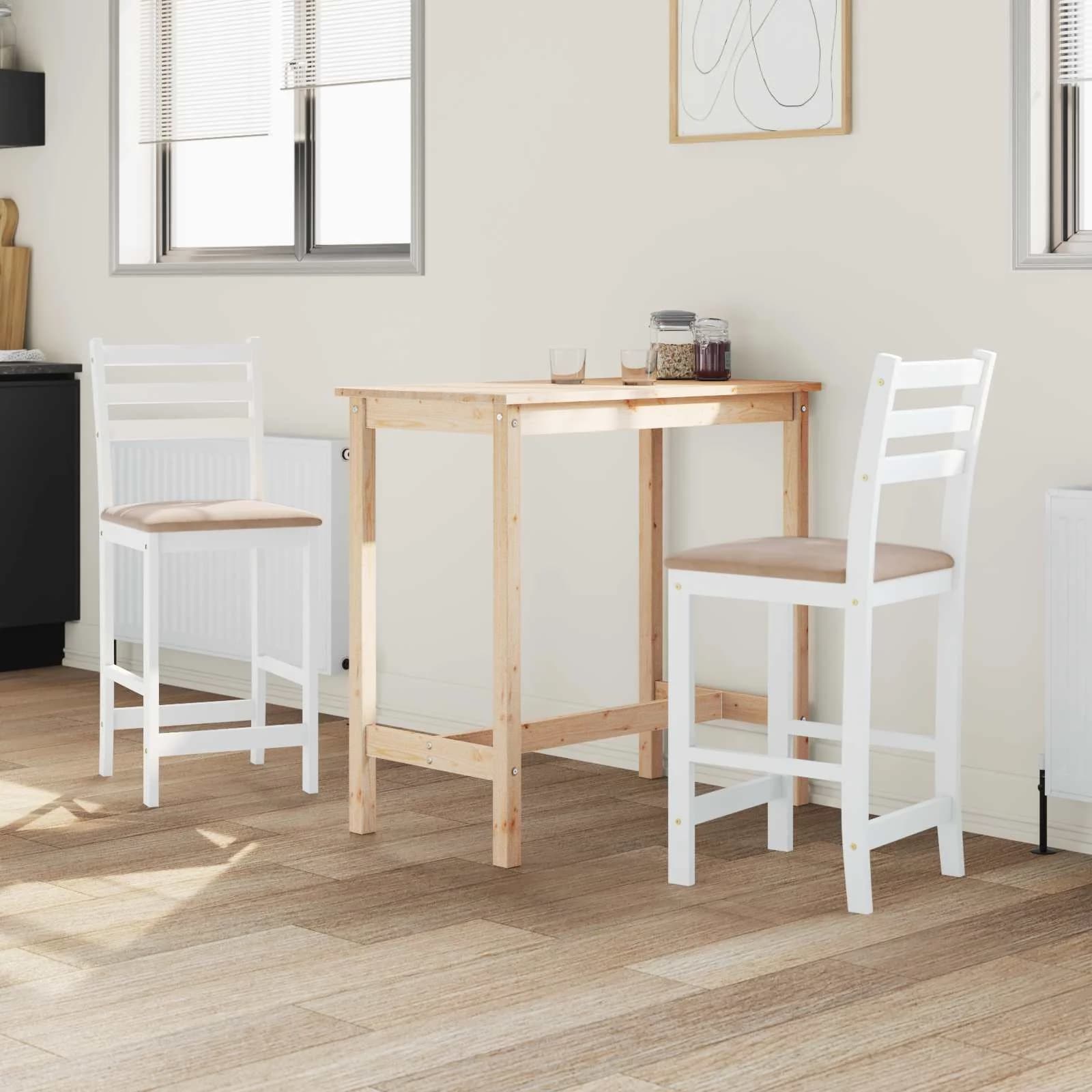 Jedilni stoli 2 kos Masivno gumovo les Bela 40 x 47,5 x 99,5 cm - slika 3
