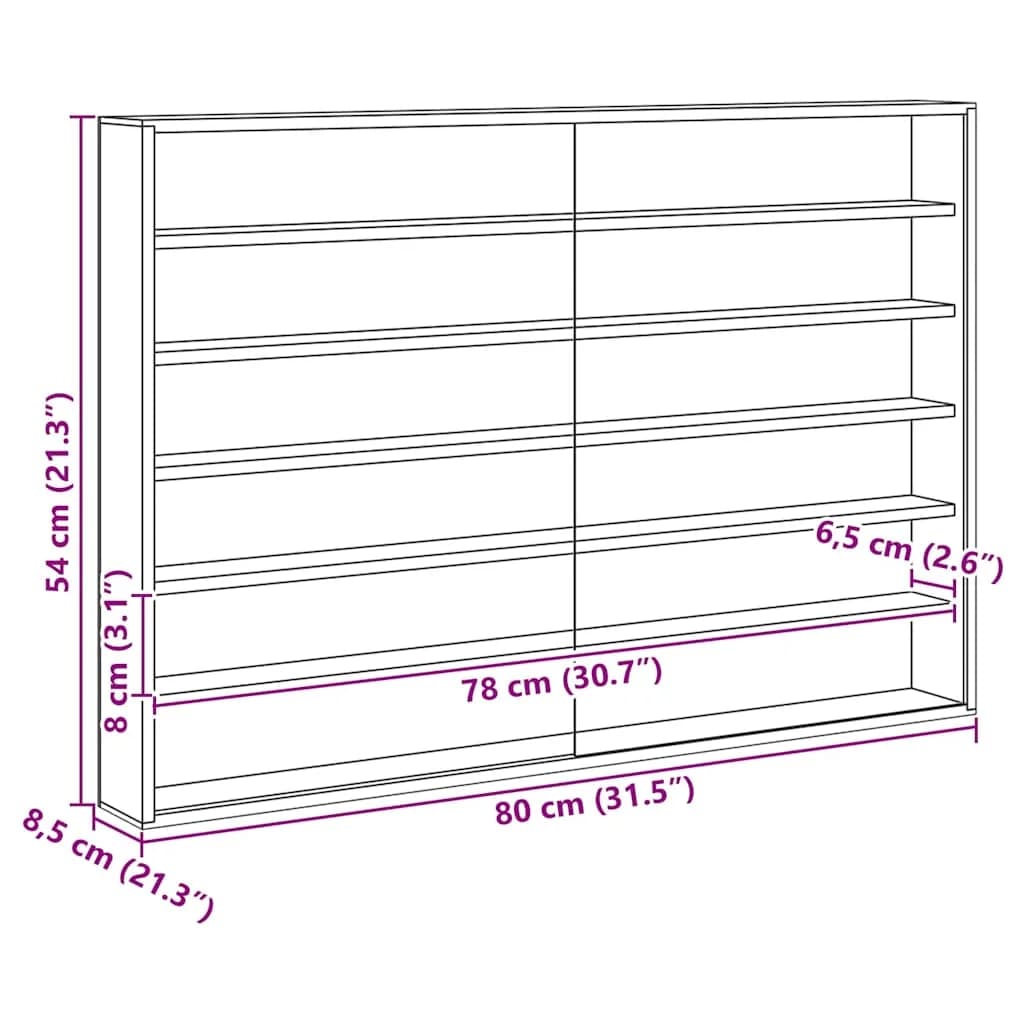 Stenska vitrina s polico Bež 80 x 8,5 x 54 cm Vezani les - slika 12