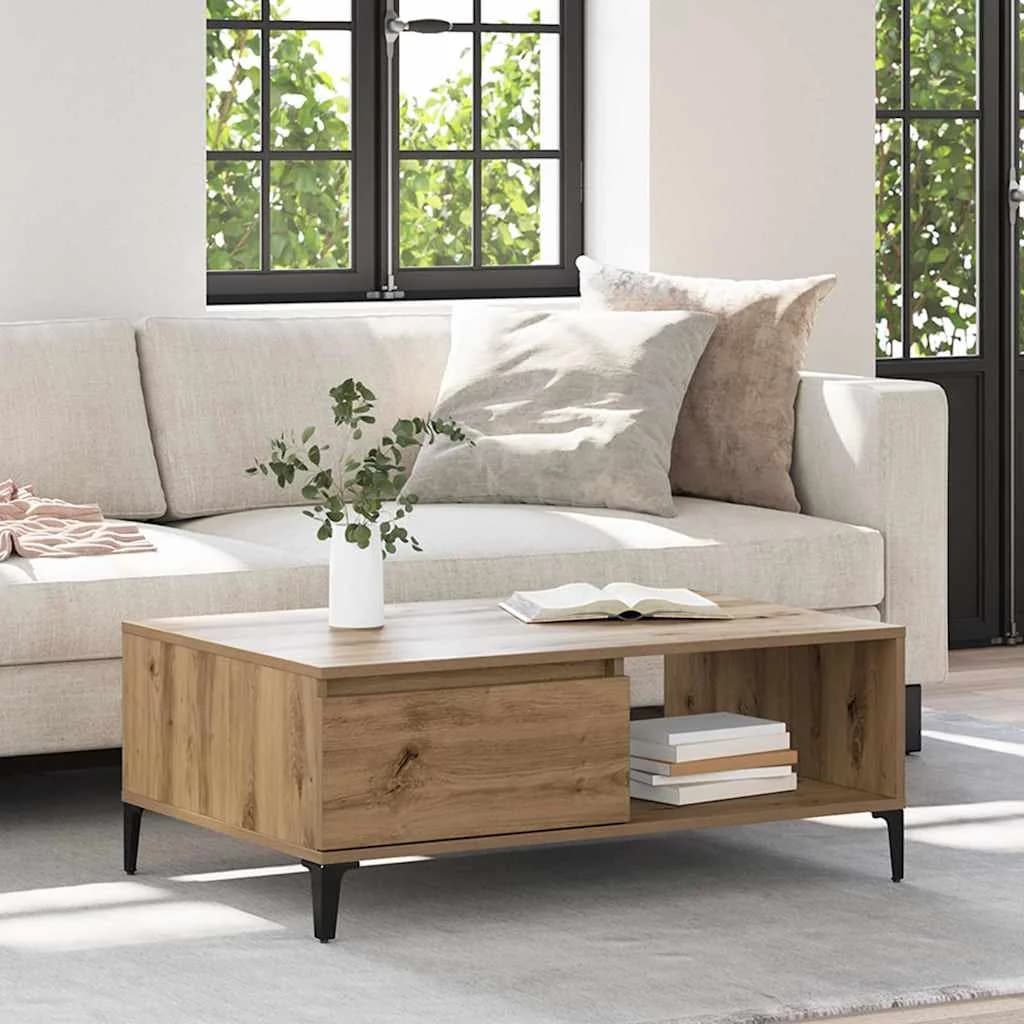 Klubska miza artisan hrast 90 x 60 x 35 cm Inženirski les - slika 4