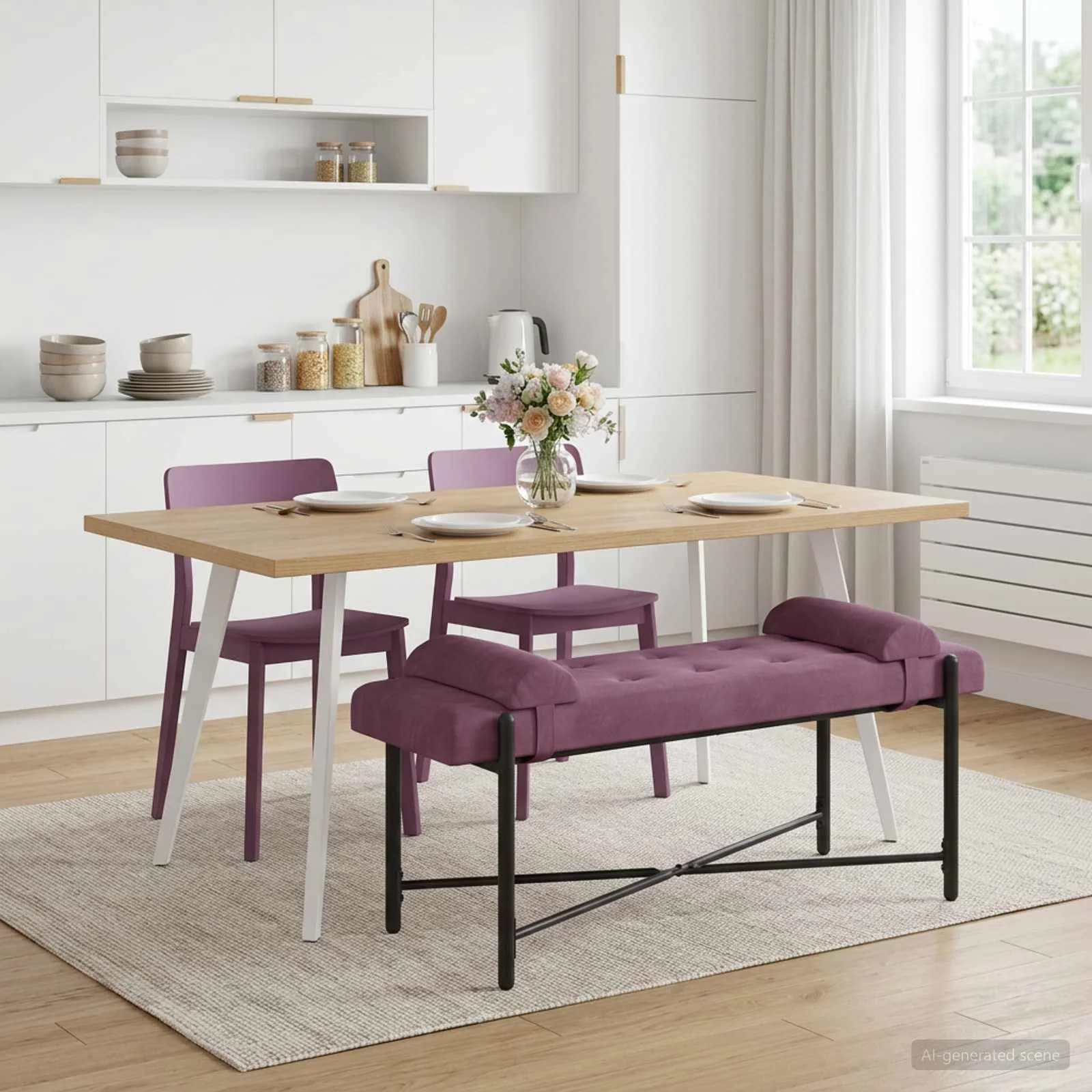 Klubska klop z gumbi in vzglavniki Vijolična 110 x 40 x 46 cm - slika 3
