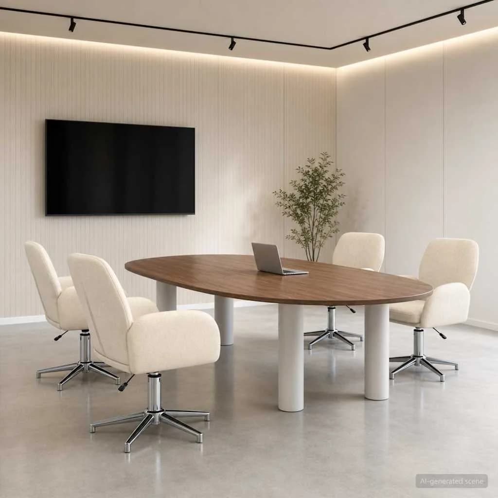 Vrteči pisarniški stoli 4 kos 54 x 58 x 90 cm Krem Blago