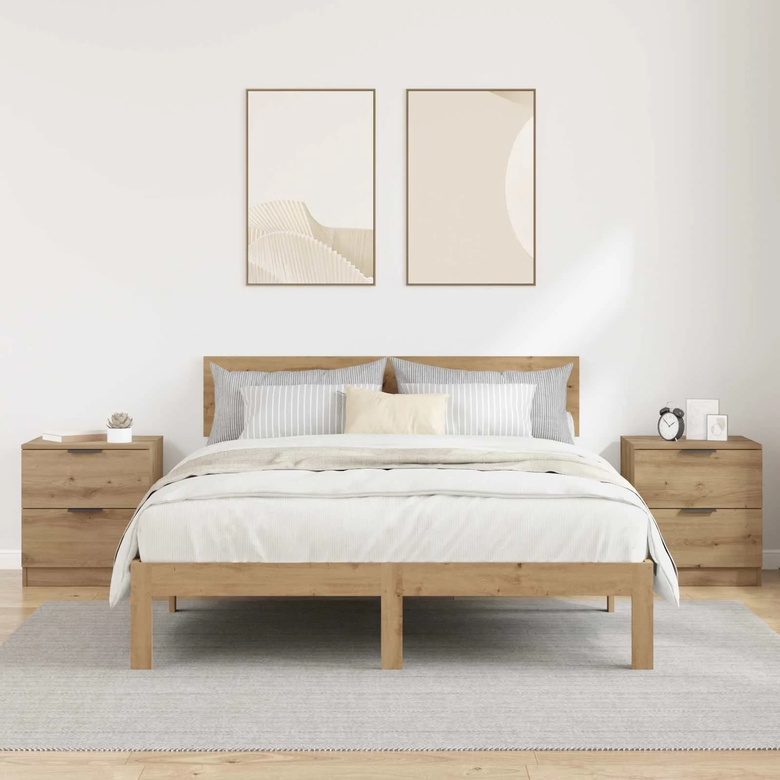 Nočna omarica 2 kos Umetni hrast 45 x 39 x 50cm Inženirski les - slika 4