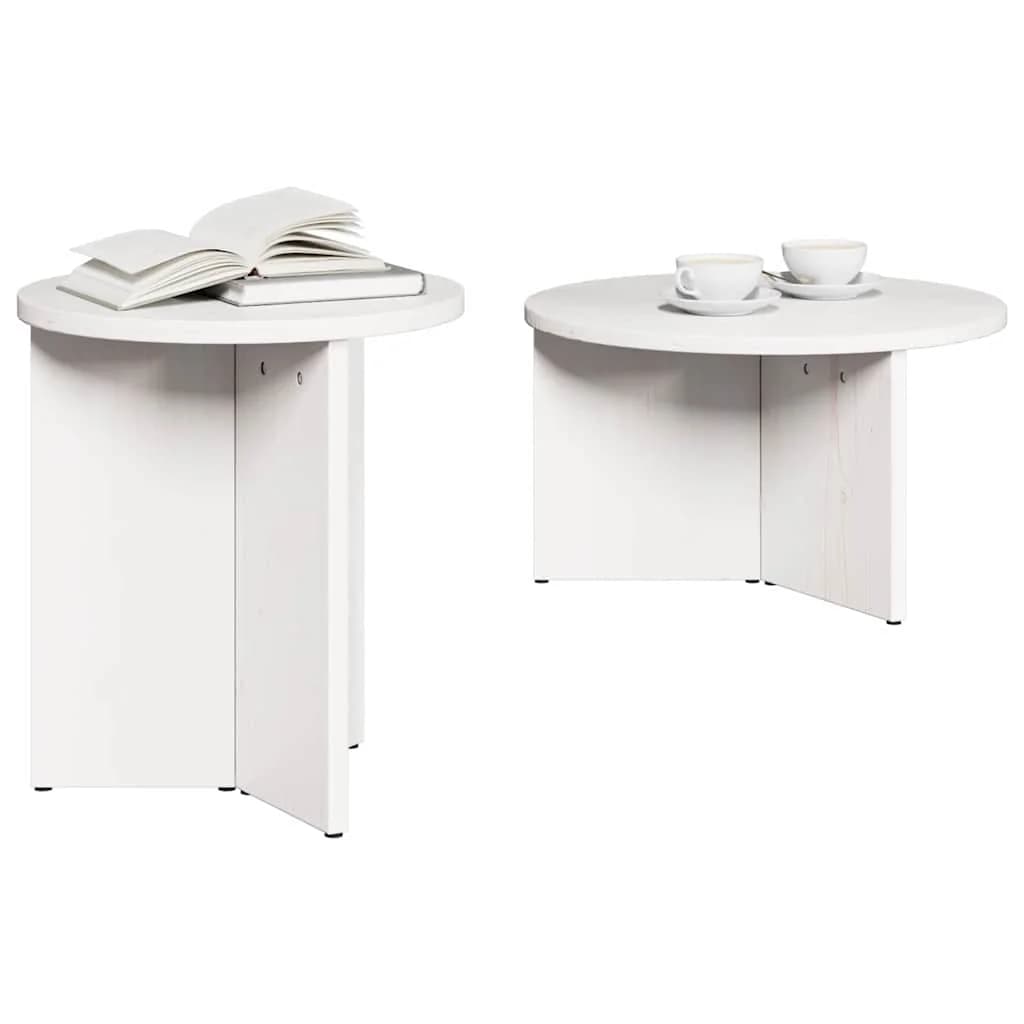 Klubska miza 2 kos Bela 49 x 49 x 28 cm Trden borov les - slika 3