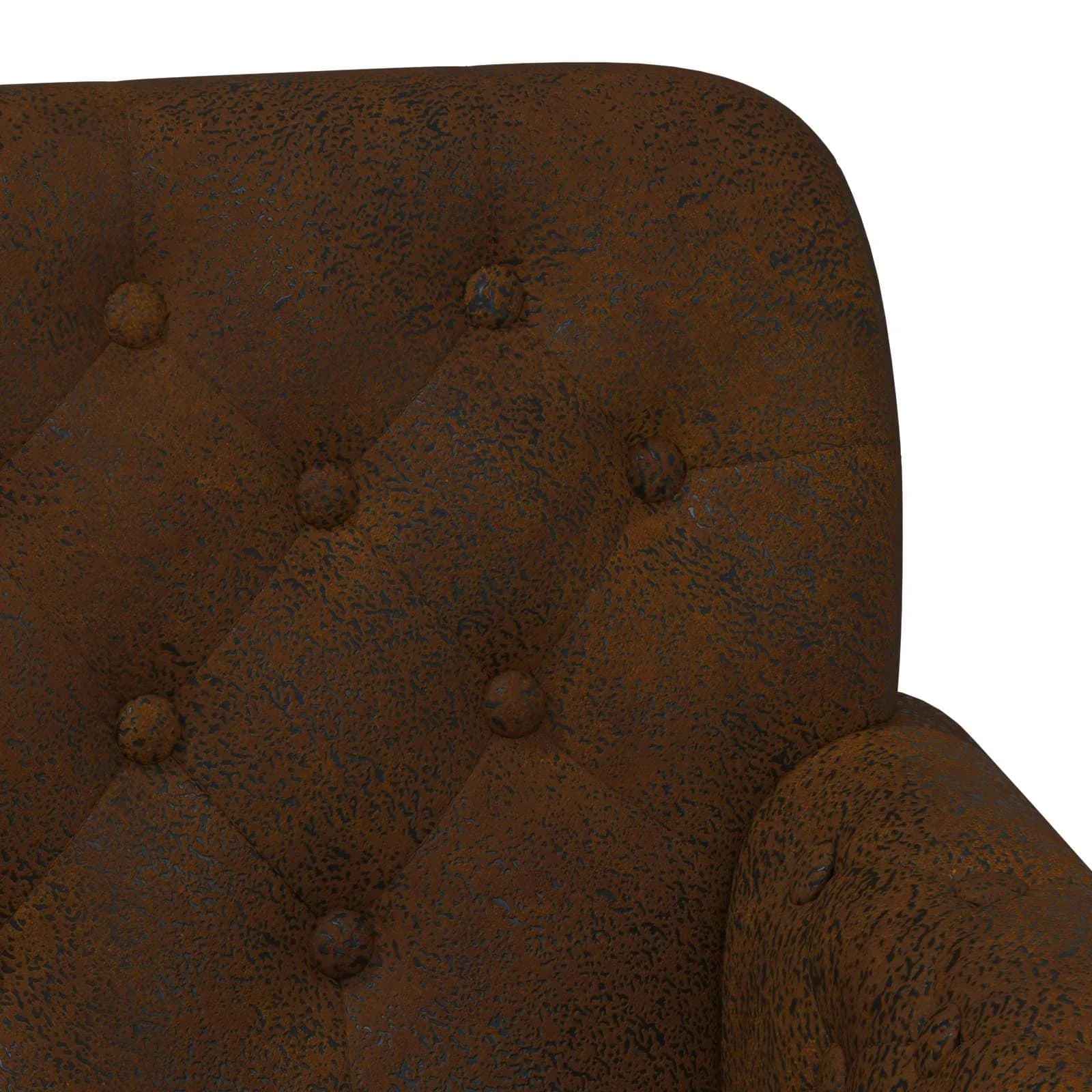 Dvojnica s gumbi Rjava 120 x 65 x 78 cm Umetno nubuk usnje - slika 7