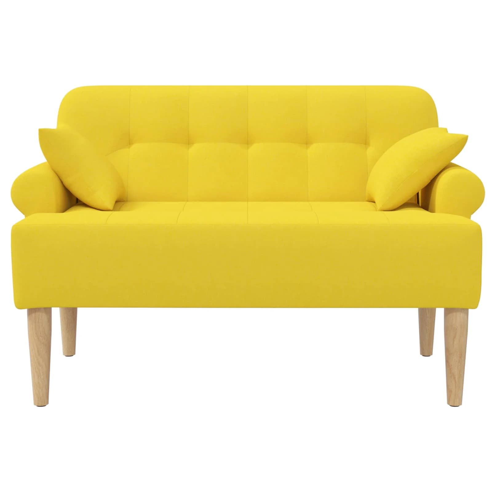 Dvojnica s gumbi Svetlo rumena 120 x 65 x 79 cm Blago - slika 3