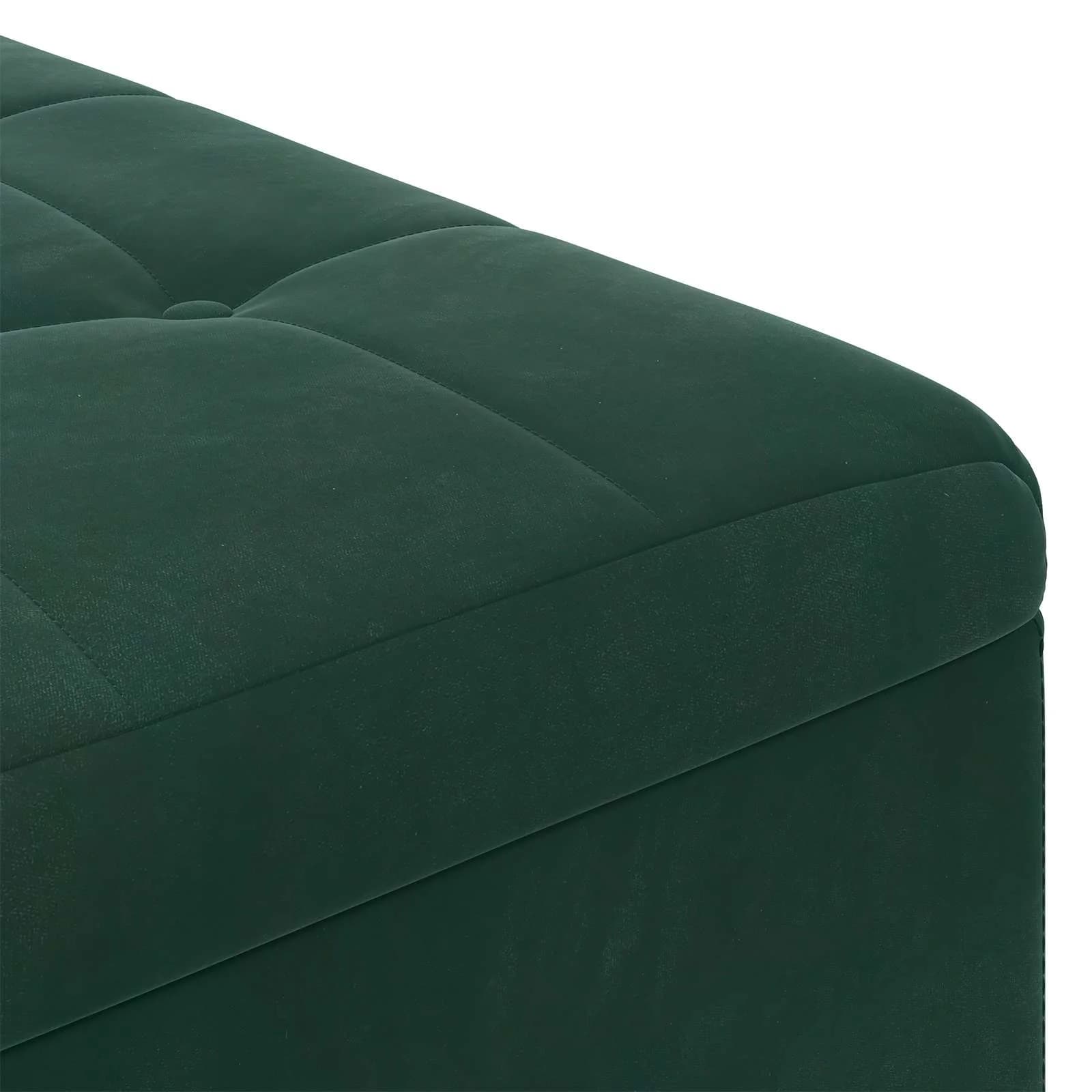 Shranjevalna tabureta Temno zelena 80 x 80 x 45 cm Žamet - slika 7