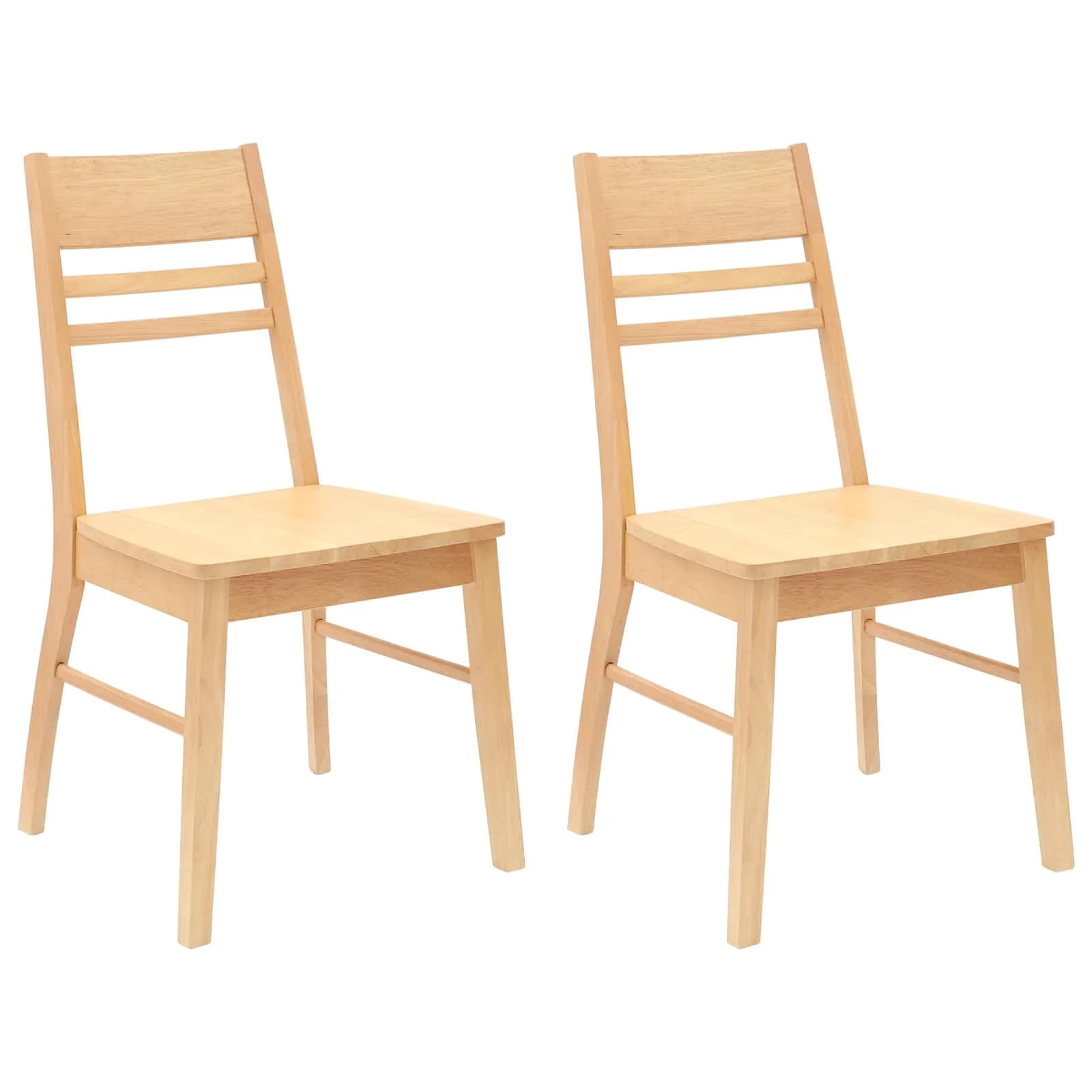 Jedilni stoli 2 kos Masivno gumovo les Naravna 43 x 54 x 89 cm - slika 2