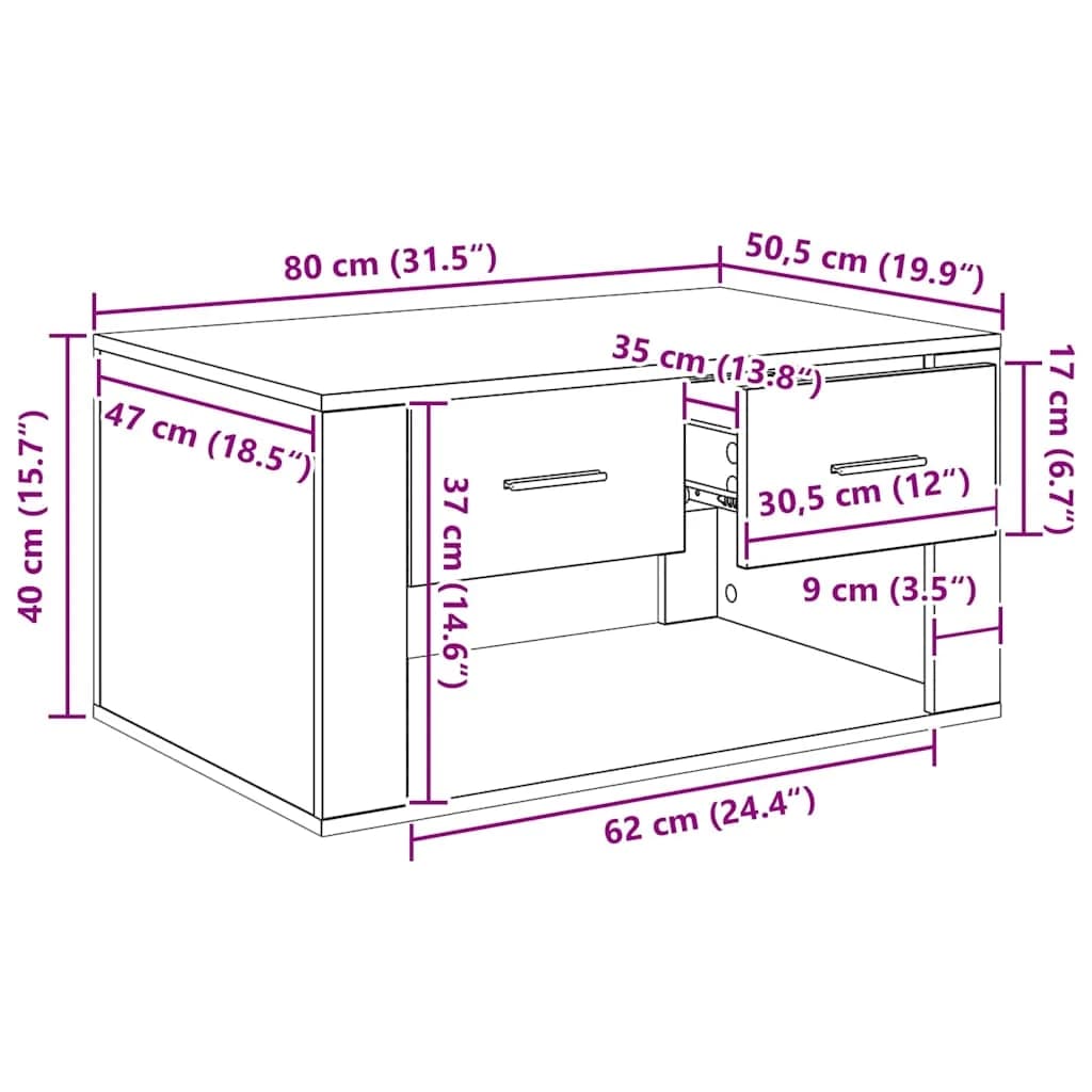 Klubska miza Umetni hrast 80 x 50 x 40 cm Inženirski les - slika 10