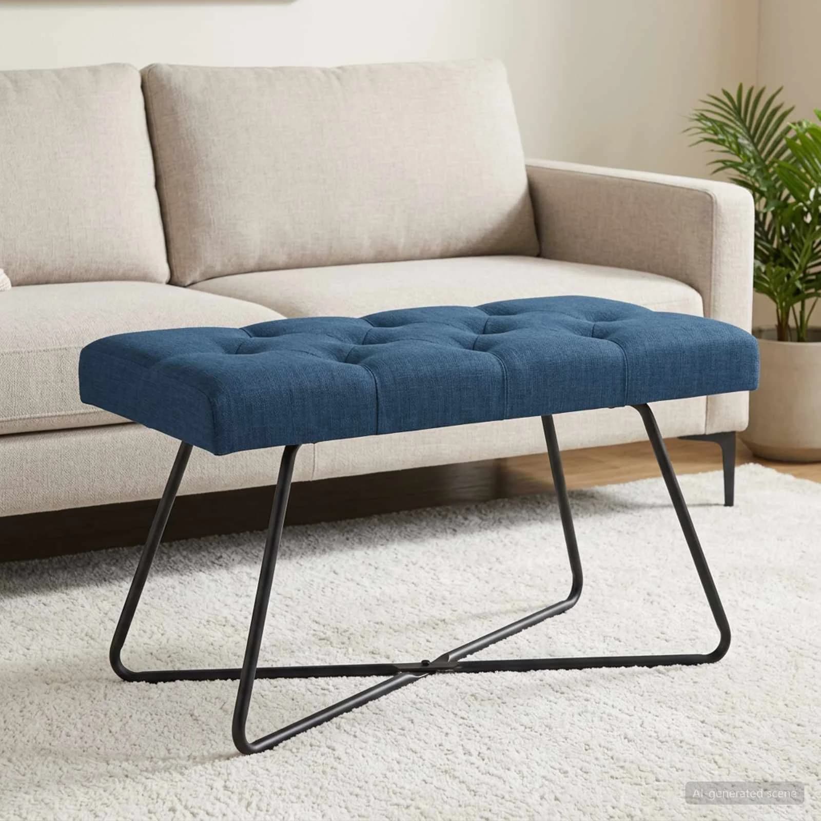 Klop s gumbnim oblazinjenjem Modra 80 x 40 x 46 cm Blago