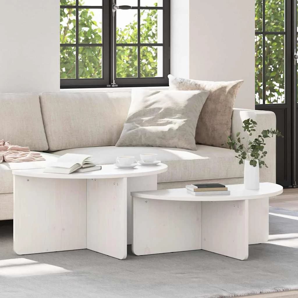 Klubska miza 2 kos Bela 79 x 39,5 x 40 cm Trdna borovina