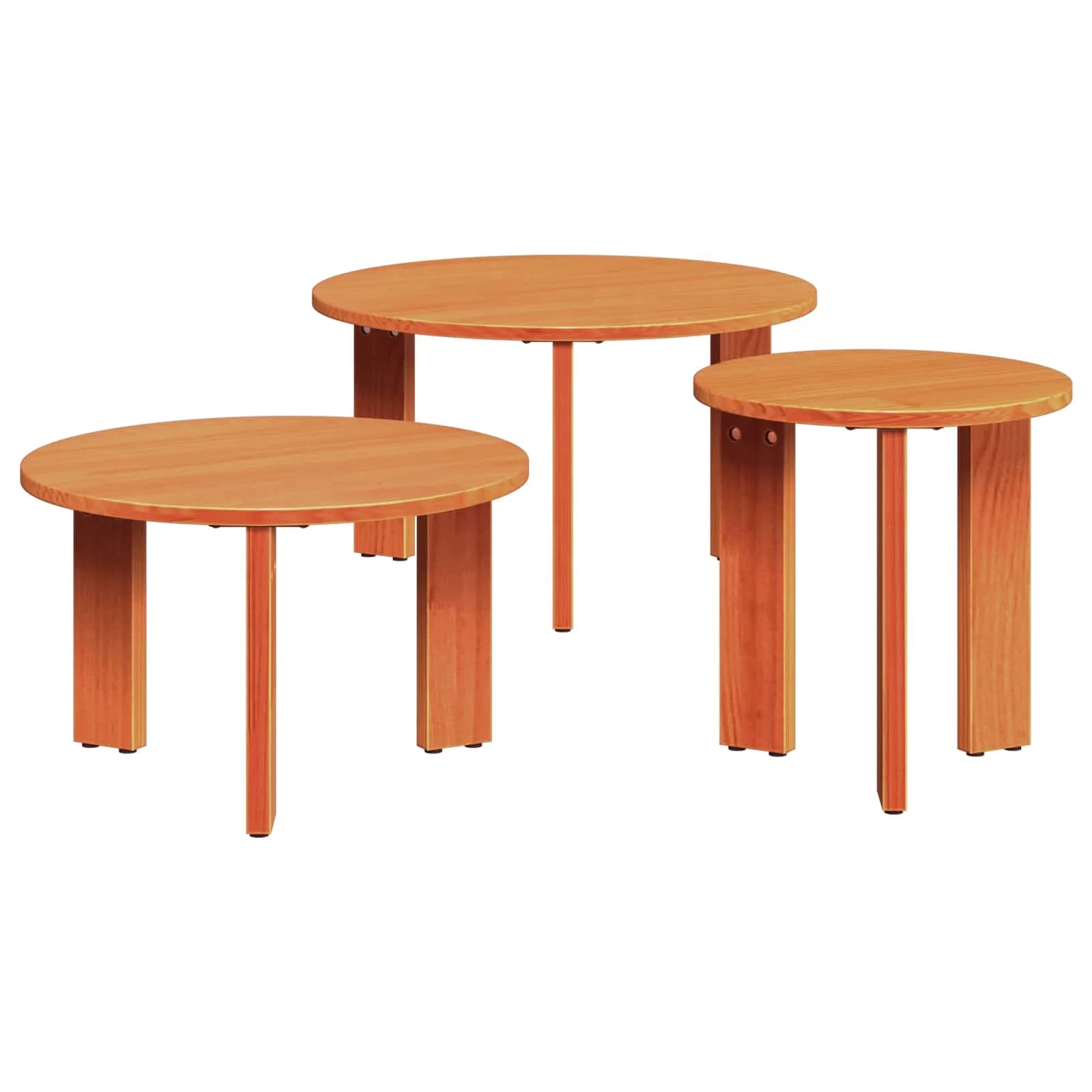 Klubska miza 3 kos Voskast rjav 47,5 x 47,5 x 27 cm