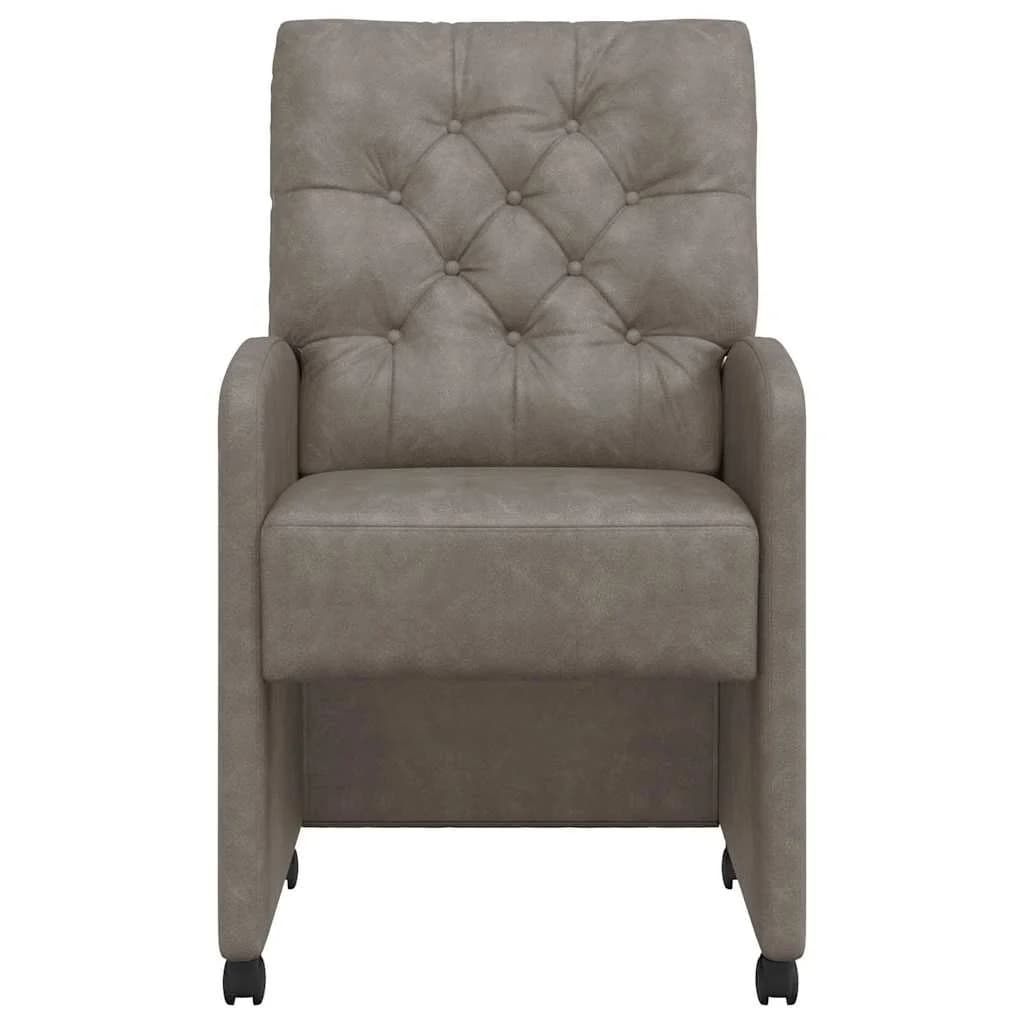 Jedilni stoli s kolesi 2 kos Umetna koža Siva 58 x 67 x 97 cm - slika 4