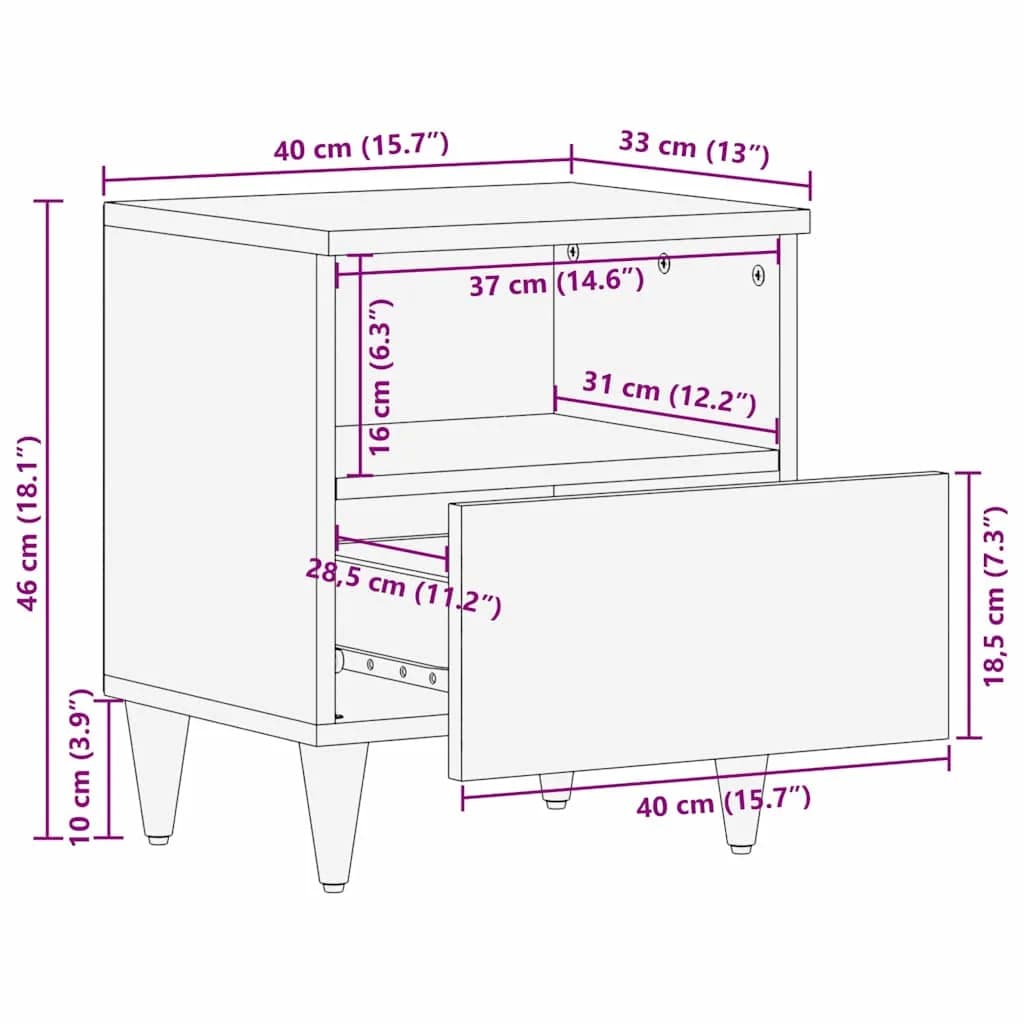 Nočna omarica 2 kos Medeno rjava 40 x 33 x 46 cm - slika 12