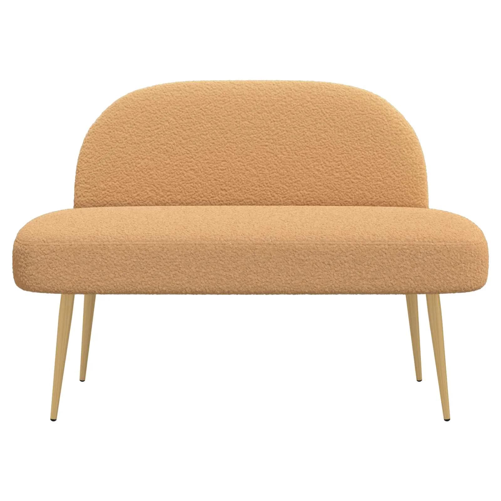 Oblazinjena klop z naslonom Bež 110 x 60 x 76 cm Bouclé - slika 3