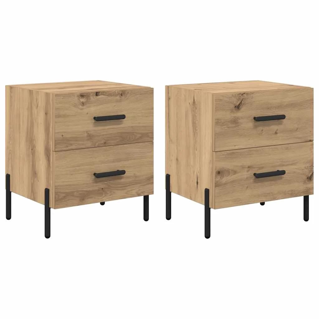 Nočna omarica 2 kos Umetni hrast 40 x 35 x 47,5 cm - slika 2