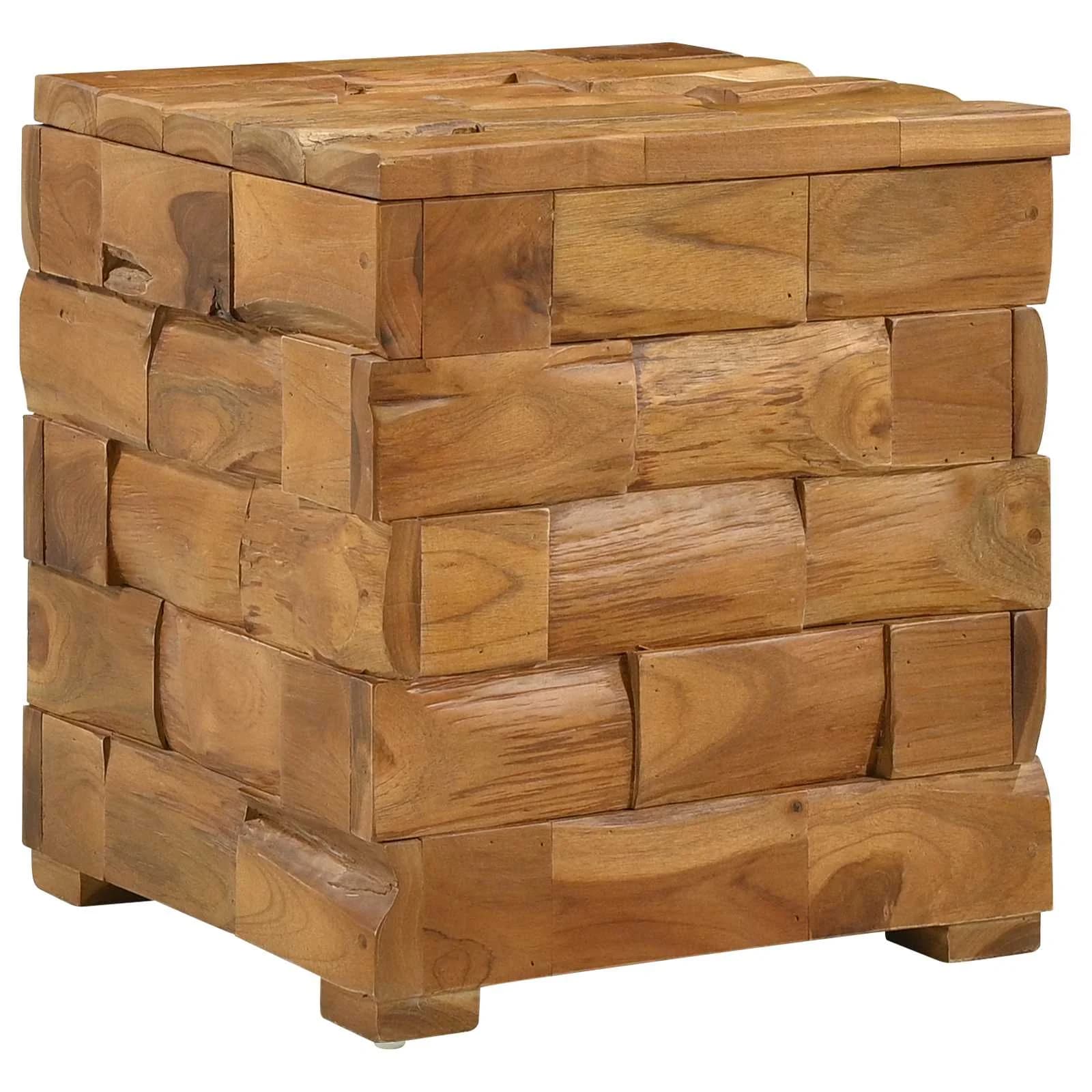 Skladiščna klop Rjava 40 x 40 x 45 cm Trden tikov les - slika 2