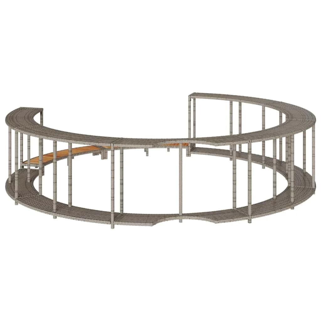 Hot Tub Surround s shranjevanjem in leseno stopnico Grey - slika 7