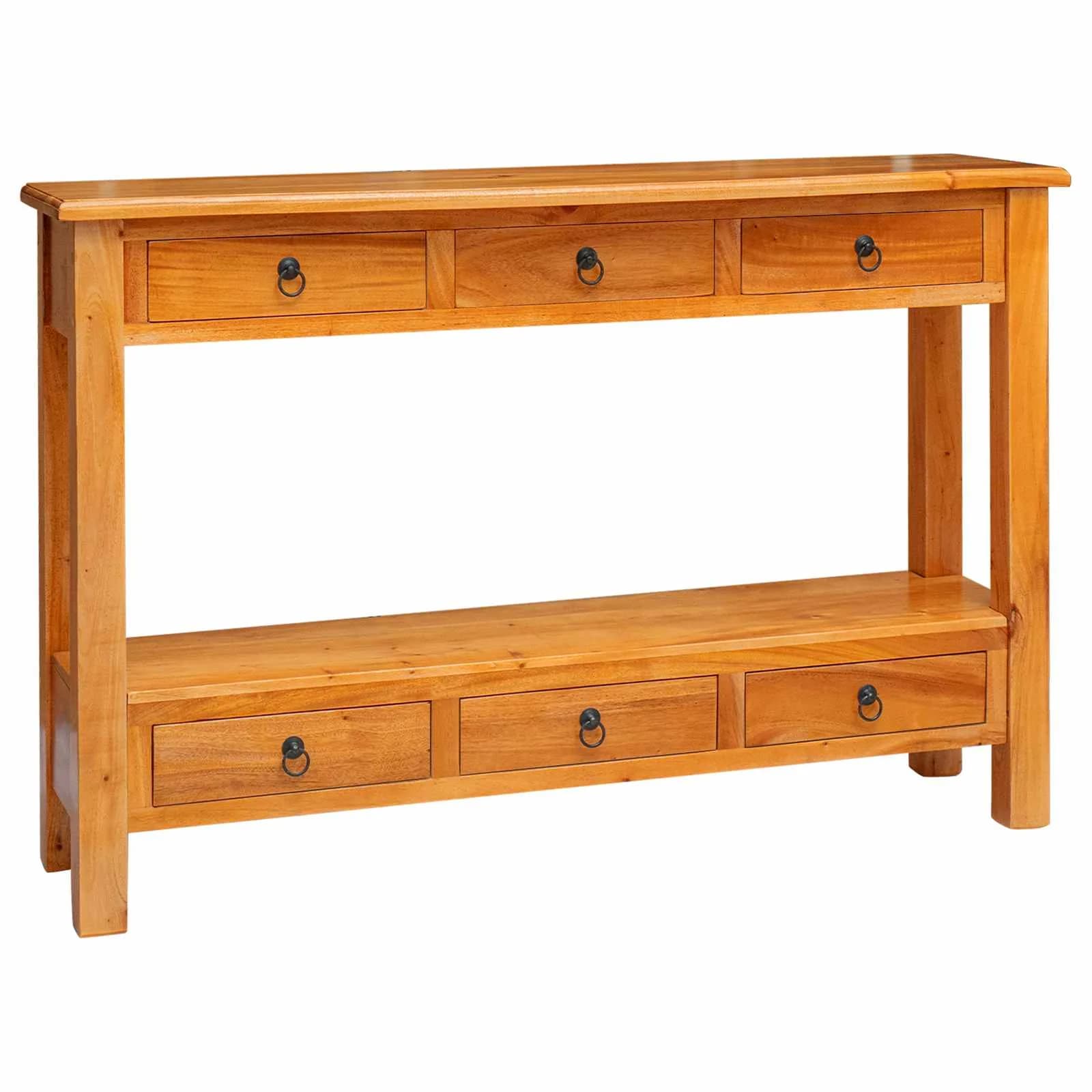 Konzolna miza Naravna 115 x 32 x 76 cm Masivni mahagonijev les - slika 2