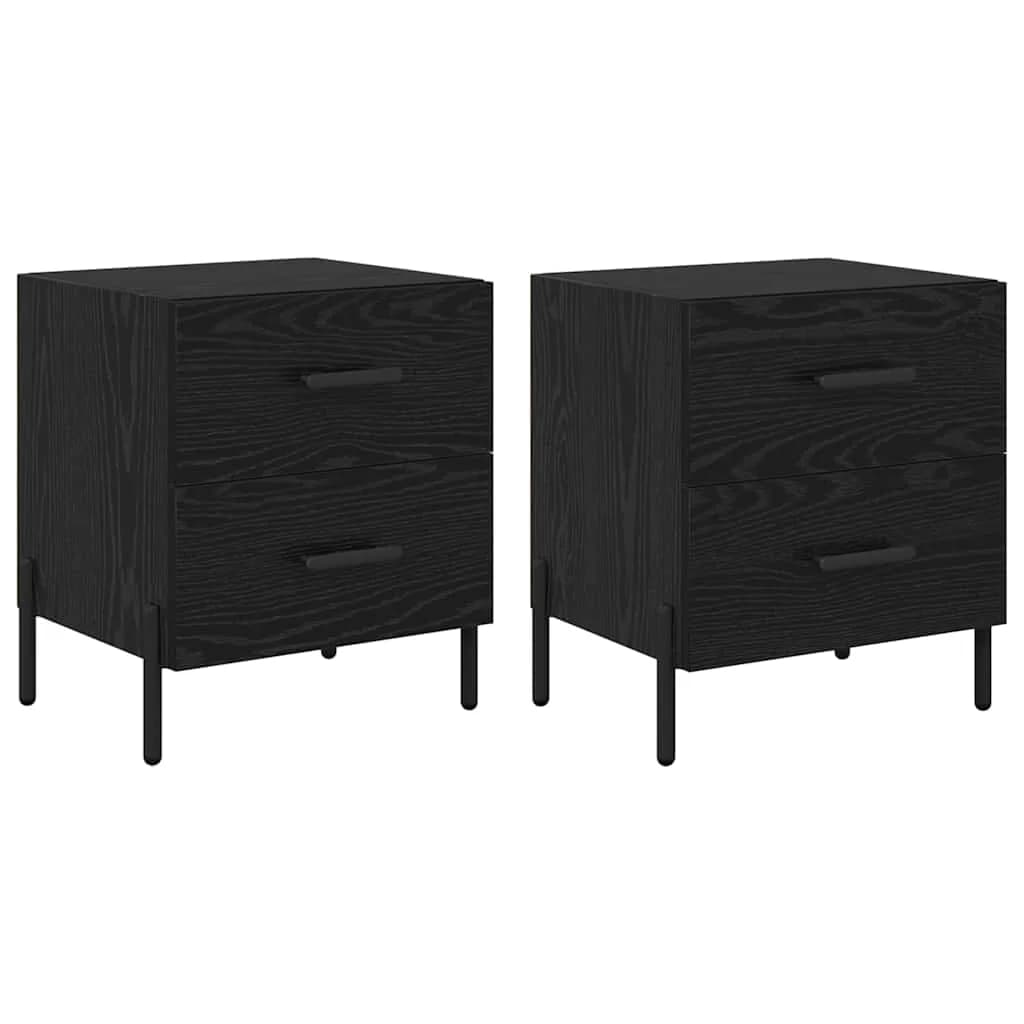 Nočna omarica 2 kos Črna Orehovina 40 x 35 x 47,5 cm - slika 2