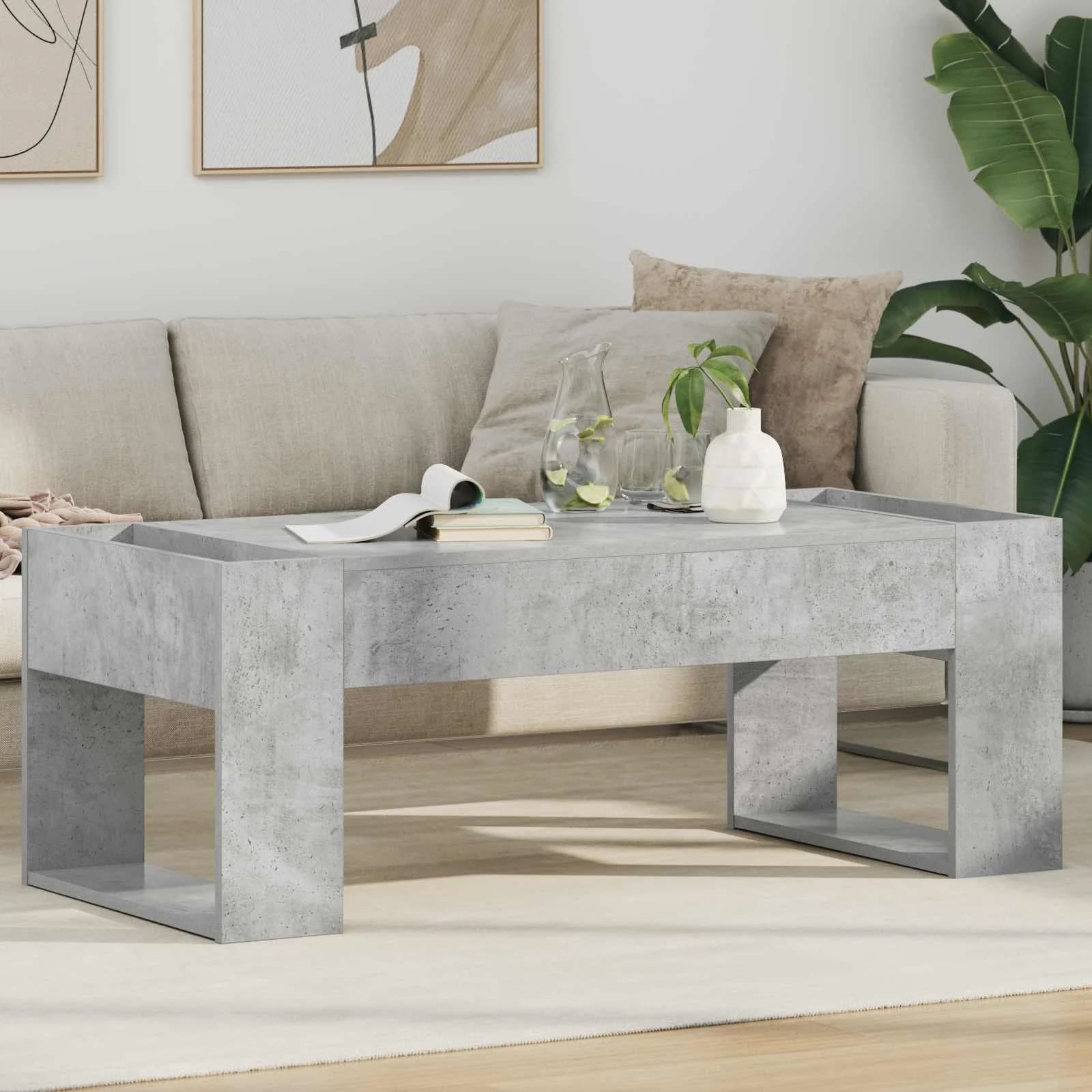 Klubska miza Betonsko siva 110 x 50 x 41 cm Inženirski les