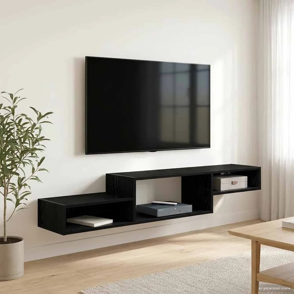Stenska TV omarica Montaža za steno Črni hrast 150 x 28 x 26 cm - slika 4