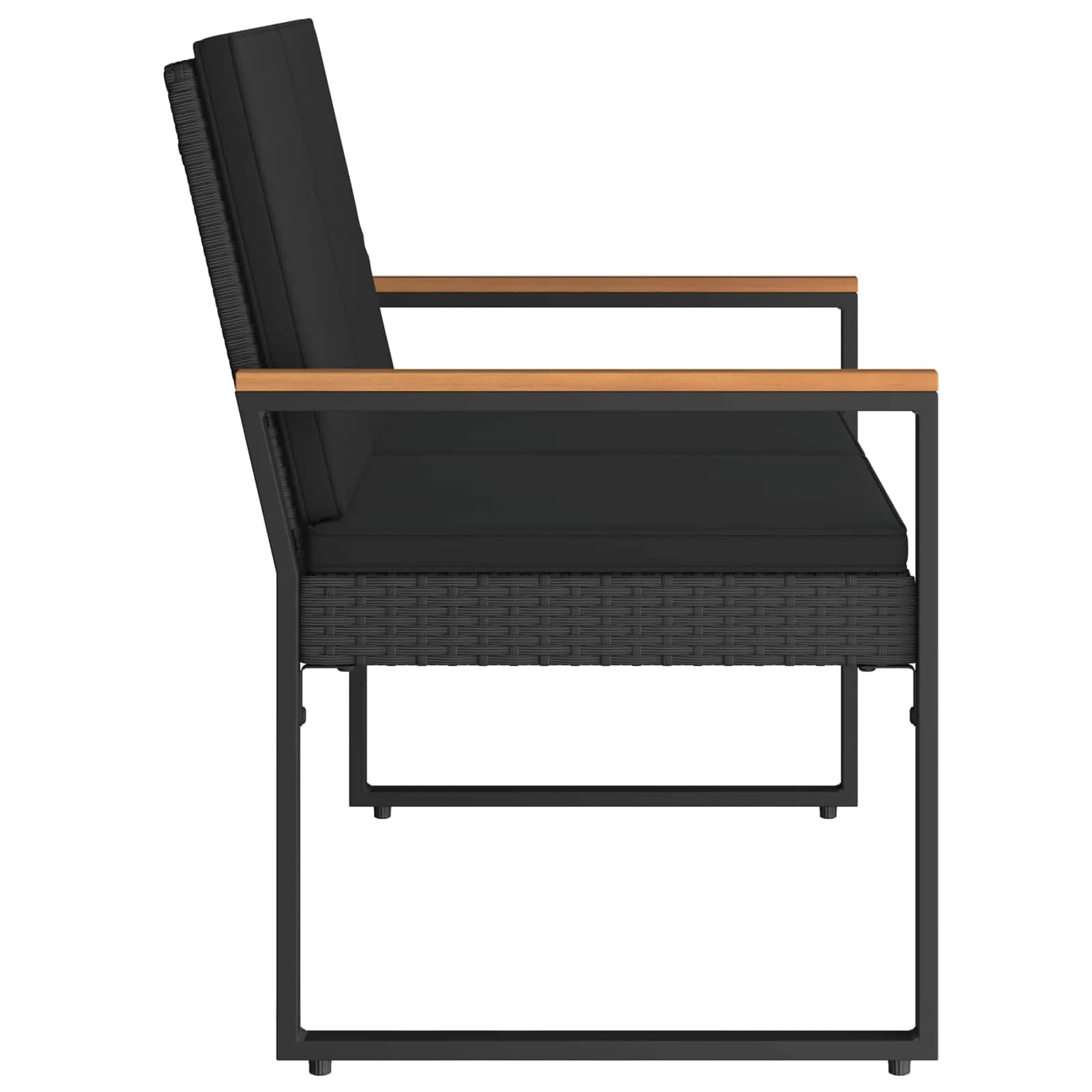Zunanja klop z blazino Črna 107 x 61 x 80 cm poli ratan - slika 6
