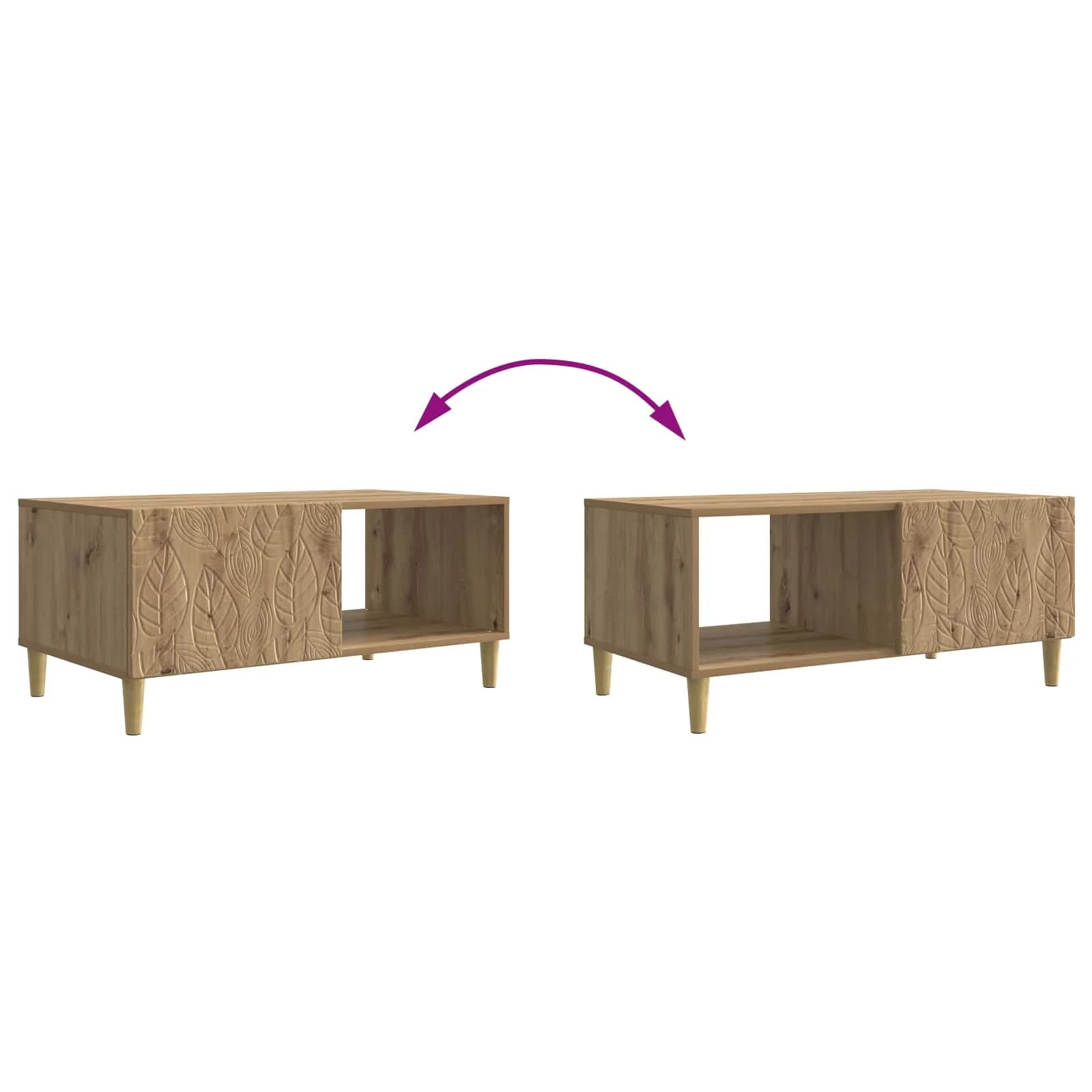 Klubska miza Artisan hrast 90 x 50 x 40 cm Inženirski les - slika 9