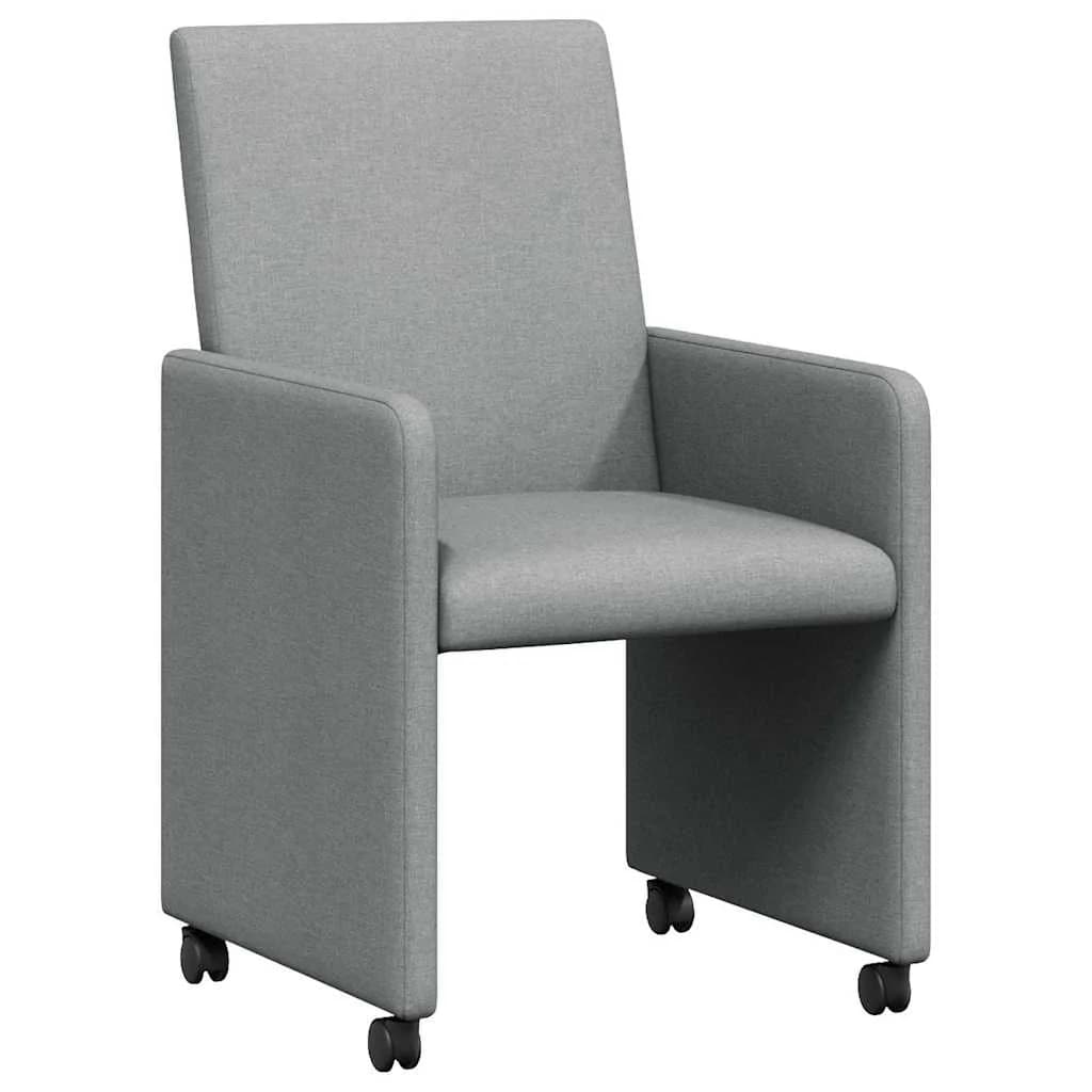 Jedilni stoli s kolesi 2 kos blago Svetlo siva 57 x 66 x 94 cm - slika 2