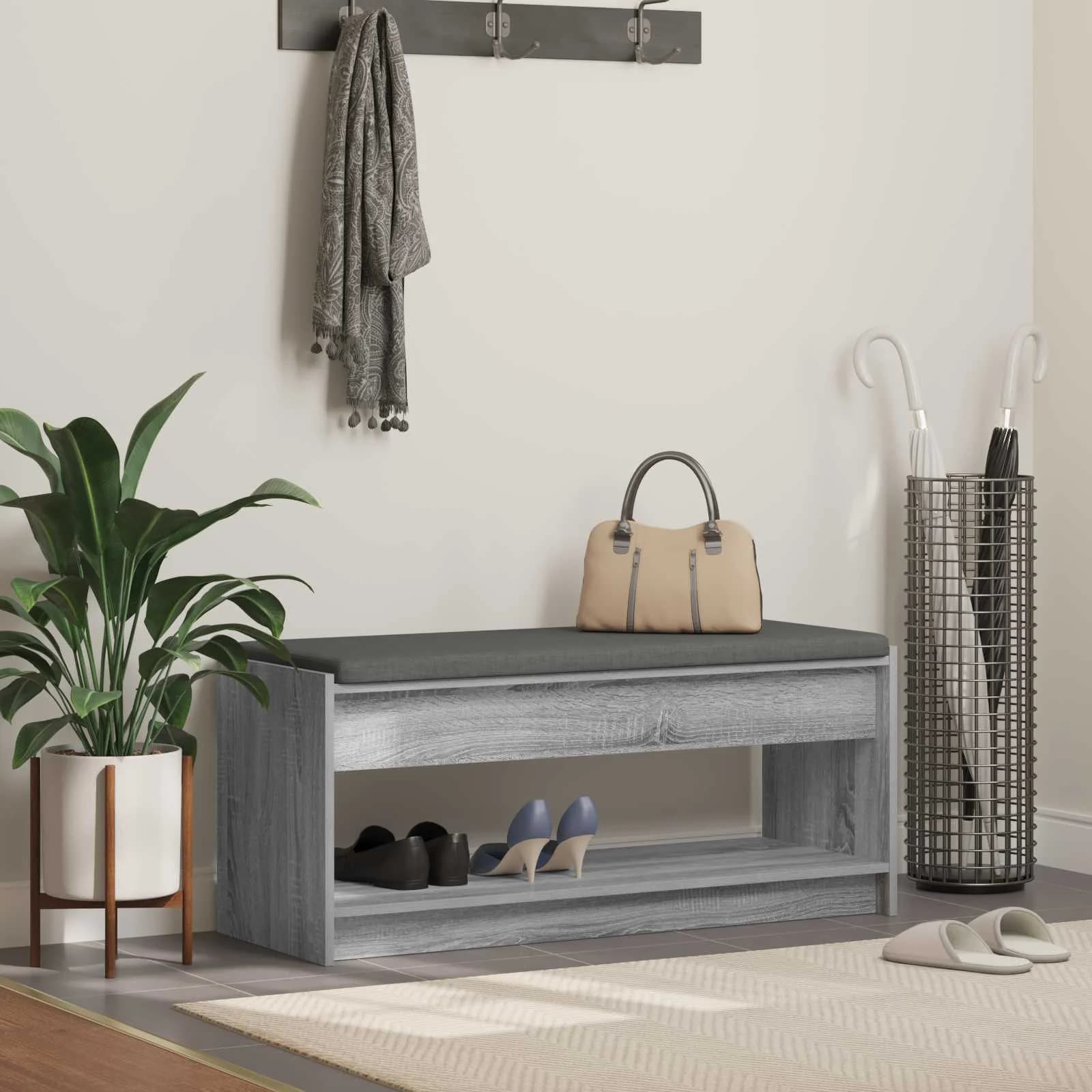 Haldna klop z blazino s polico Siva Sonoma 103 x 38 x 45 cm