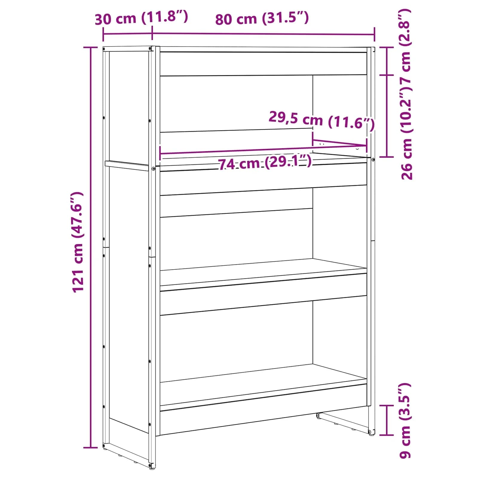 Knjigovni omar 80 x 30 x 121 cm Inženirski les Oreh - slika 11