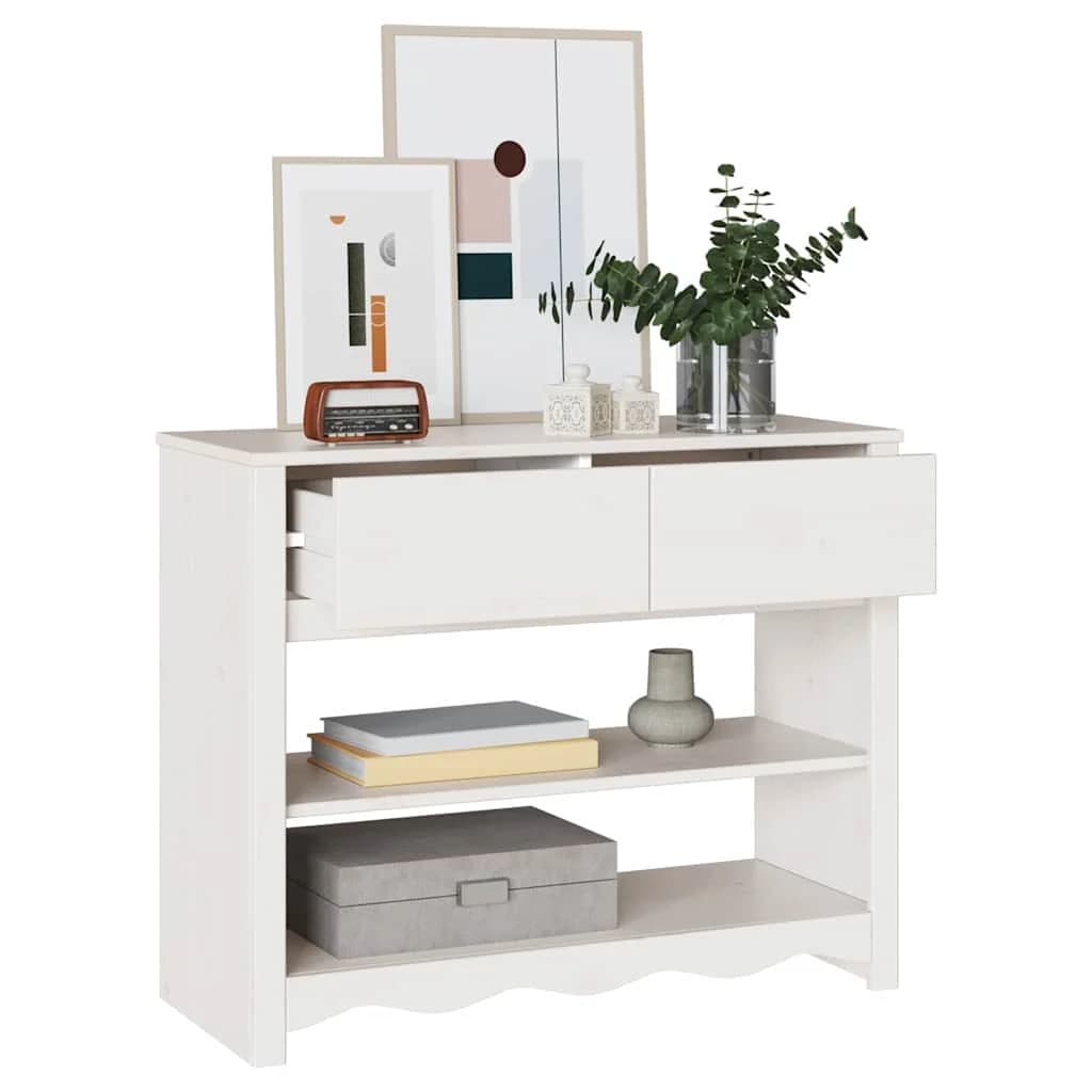 Konzolna miza Drammen Bela 89,5 x 37 x 73 cm Masivno borovo les - slika 3