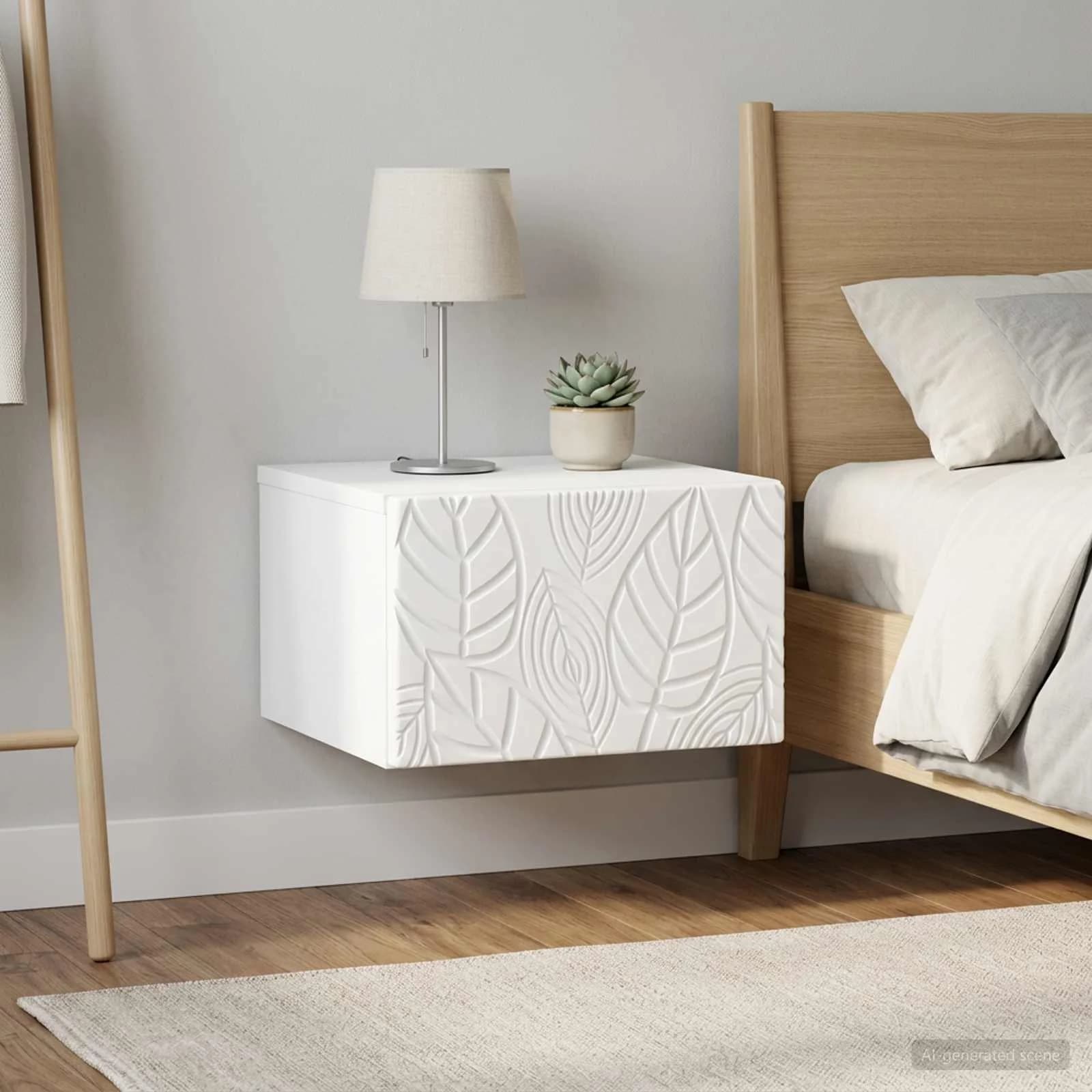 Stenski nočni omarici 2 kos Bela 49 x 34,5 x 20 cm - slika 3