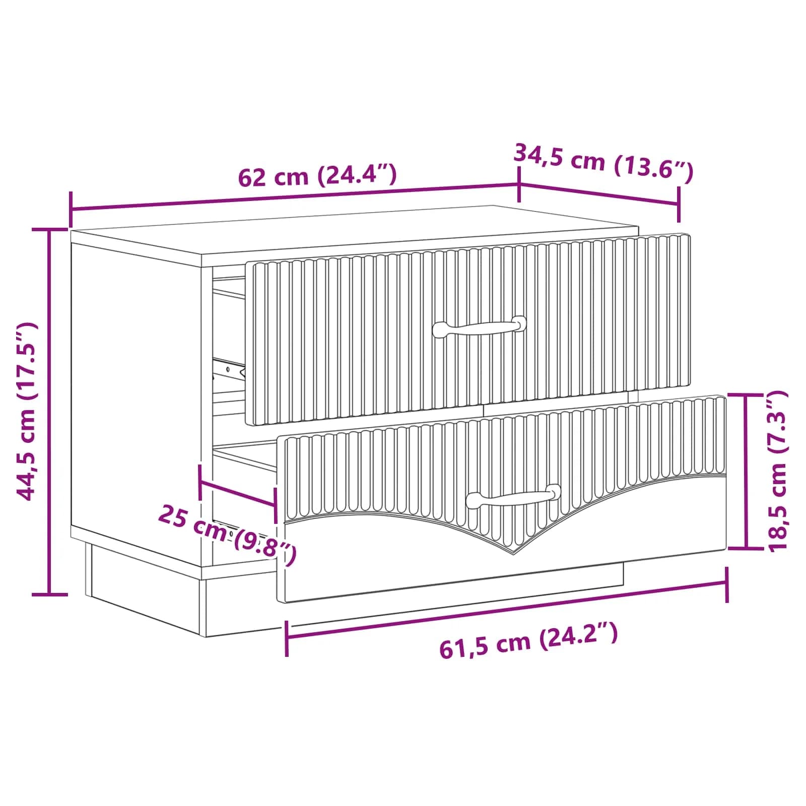 Nočna omarica Betonsko siva 62 x 34,5 x 44,5 cm Inženirski les - slika 10