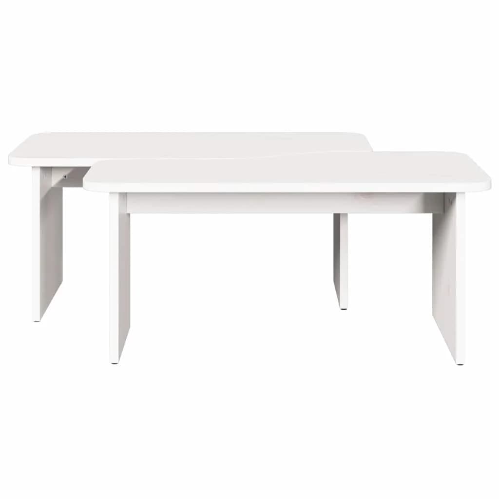 Klubska miza 2 kos Bela 100 x 69 x 35,5 cm Trdna borovina - slika 9