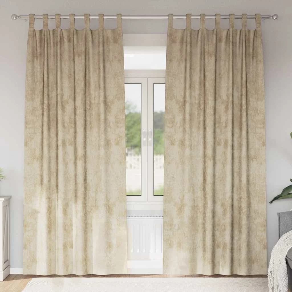 Velvete zavese 2 kos krema 225 x 140 cm Žamet