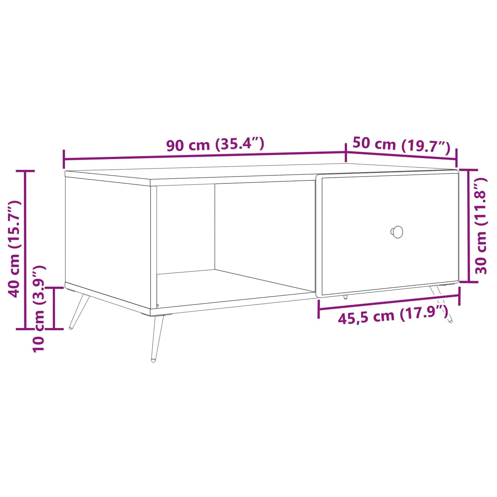 Klubska miza Bela visok sijaj 90 x 50 x 40 cm Inženirski les - slika 12