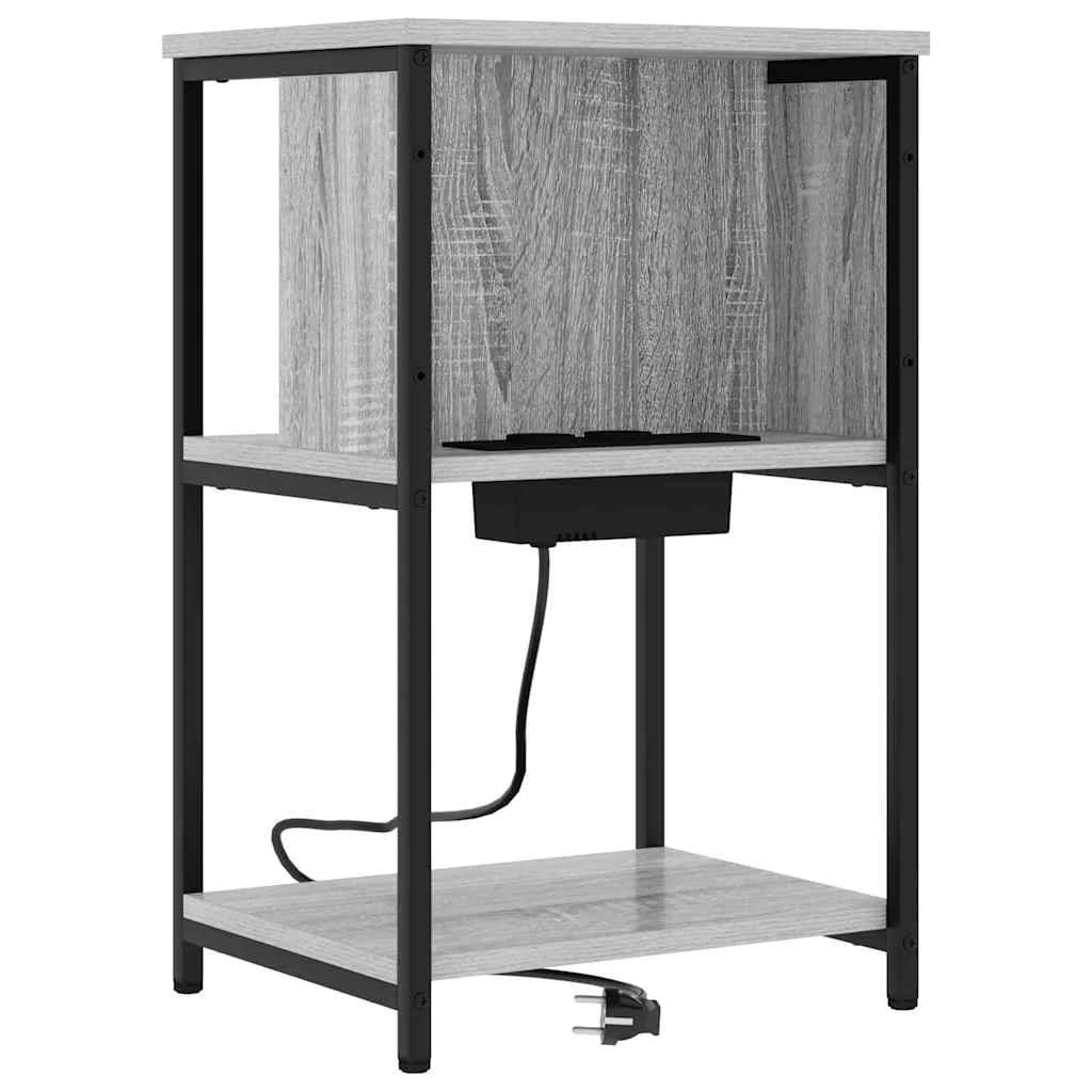 Nočna omarica 2 kos Siva Sonoma 38 x 31 x 61 cm Inženirski les - slika 5