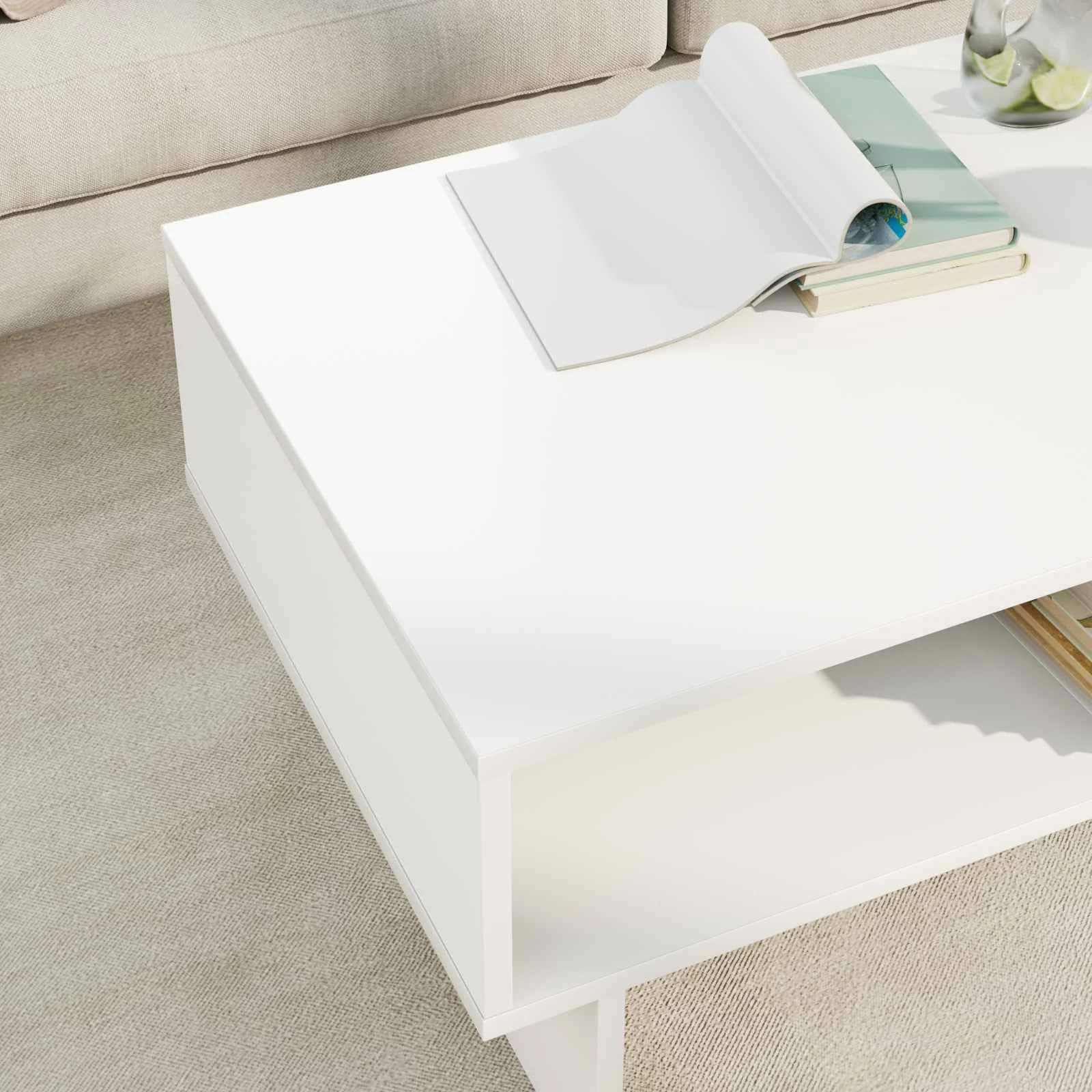 Klubska miza Bela 80 x 46 x 35 cm Inženirski les - slika 4