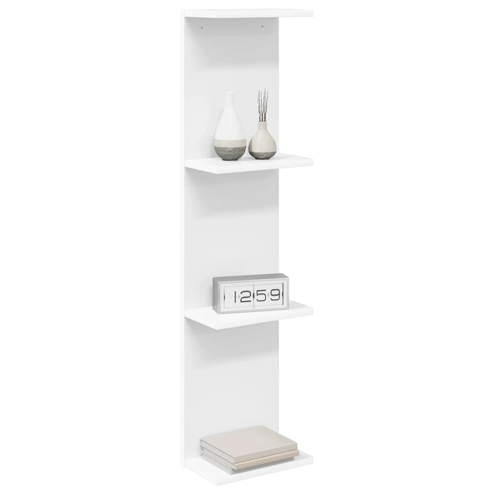 Stenska polica Bela 25 x 15 x 100 cm Inženirski les - slika 3